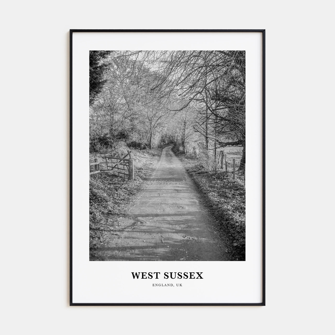 West Sussex Portrait B&W Poster