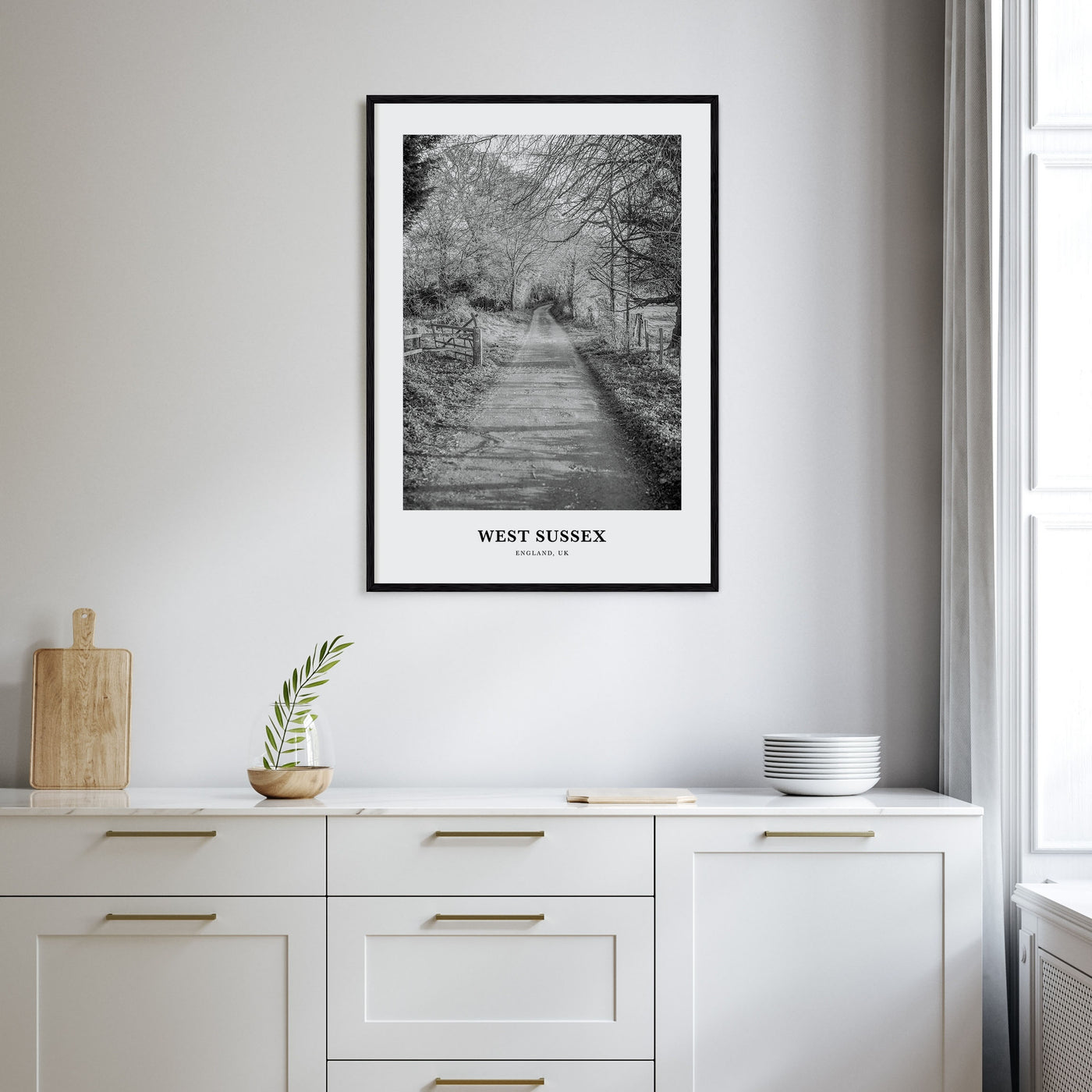 West Sussex Portrait B&W Poster