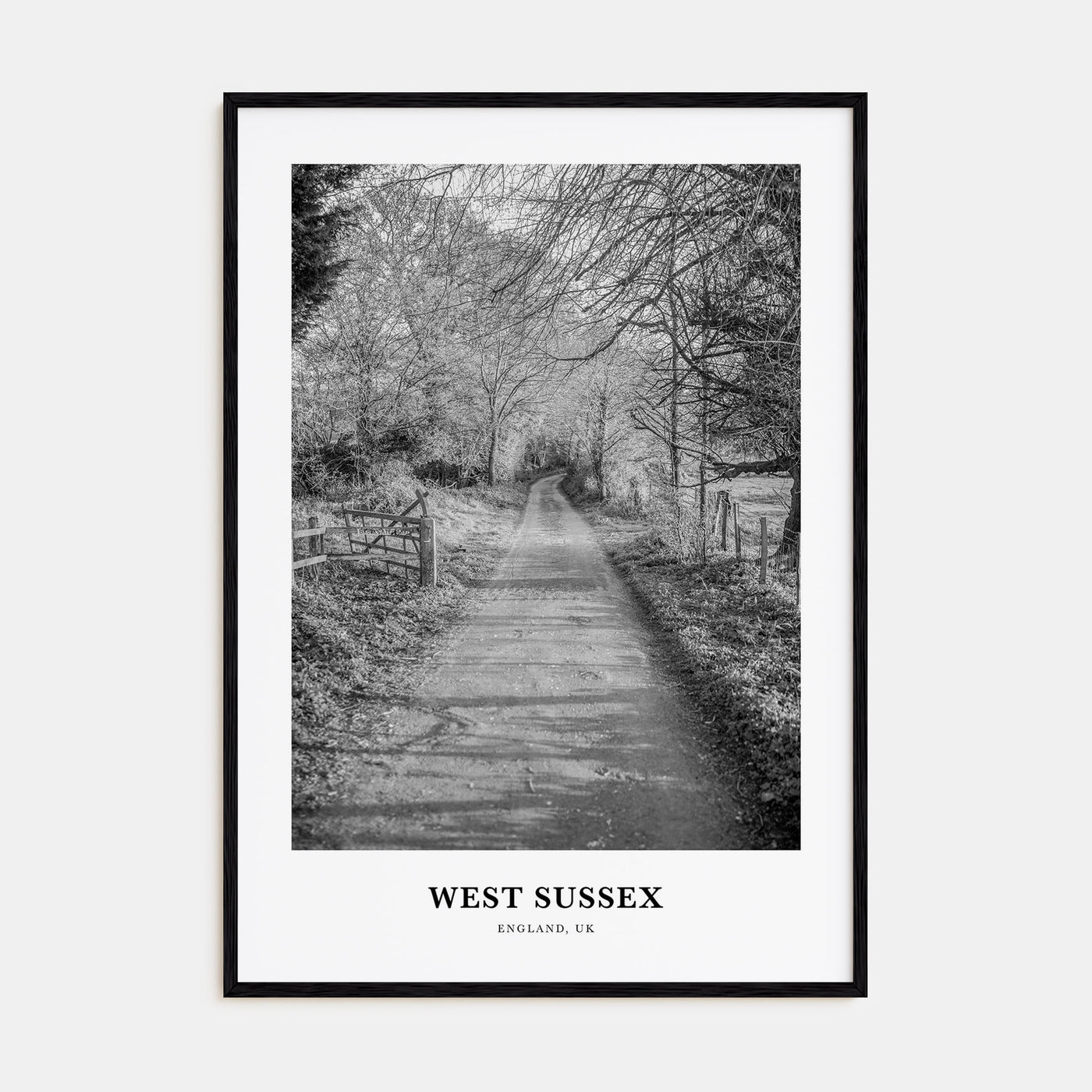 West Sussex Portrait B&W Poster