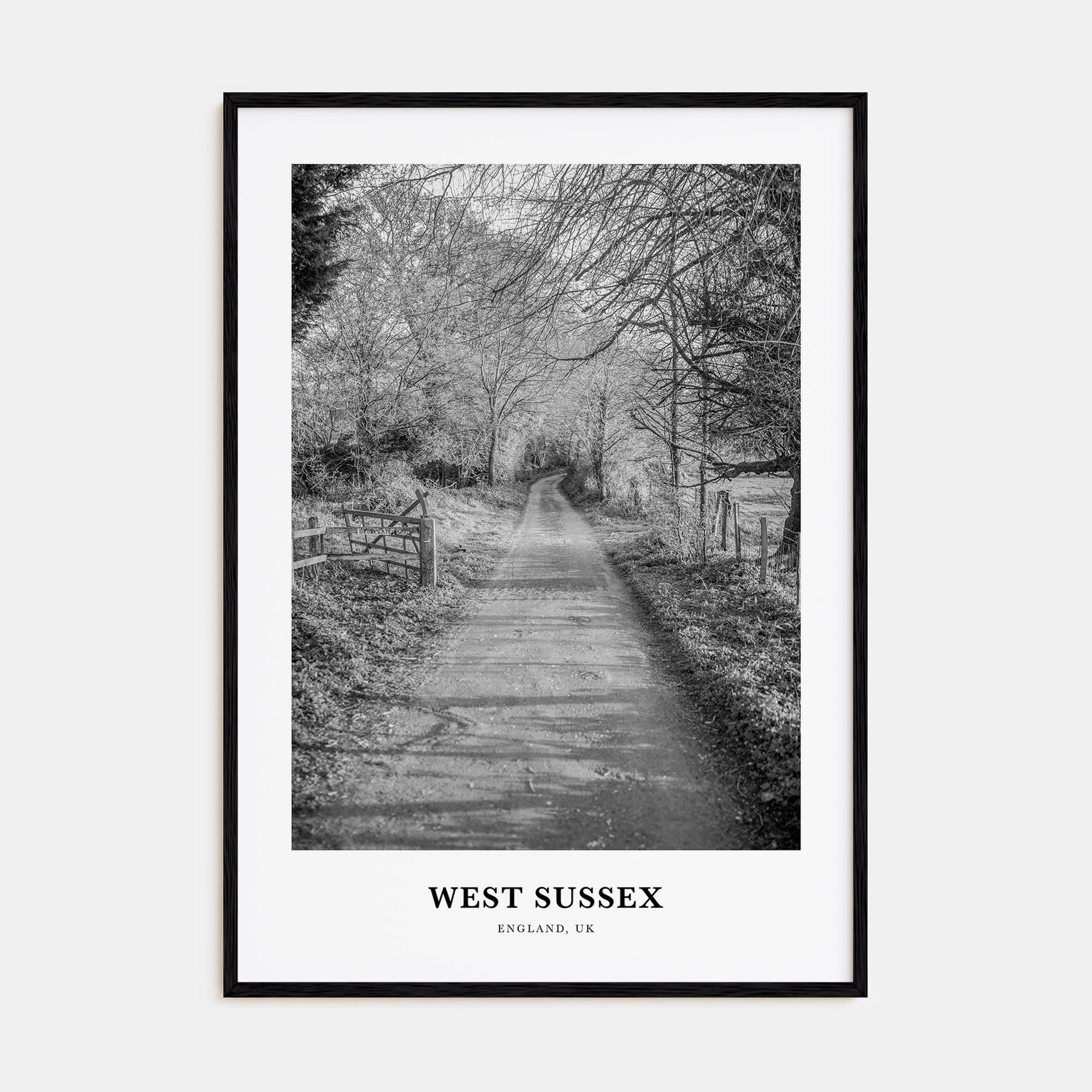 West Sussex Portrait B&W Poster