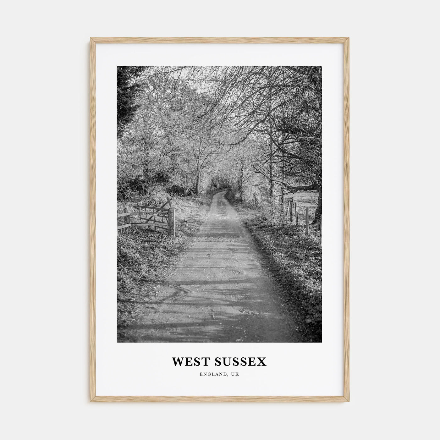 West Sussex Portrait B&W Poster