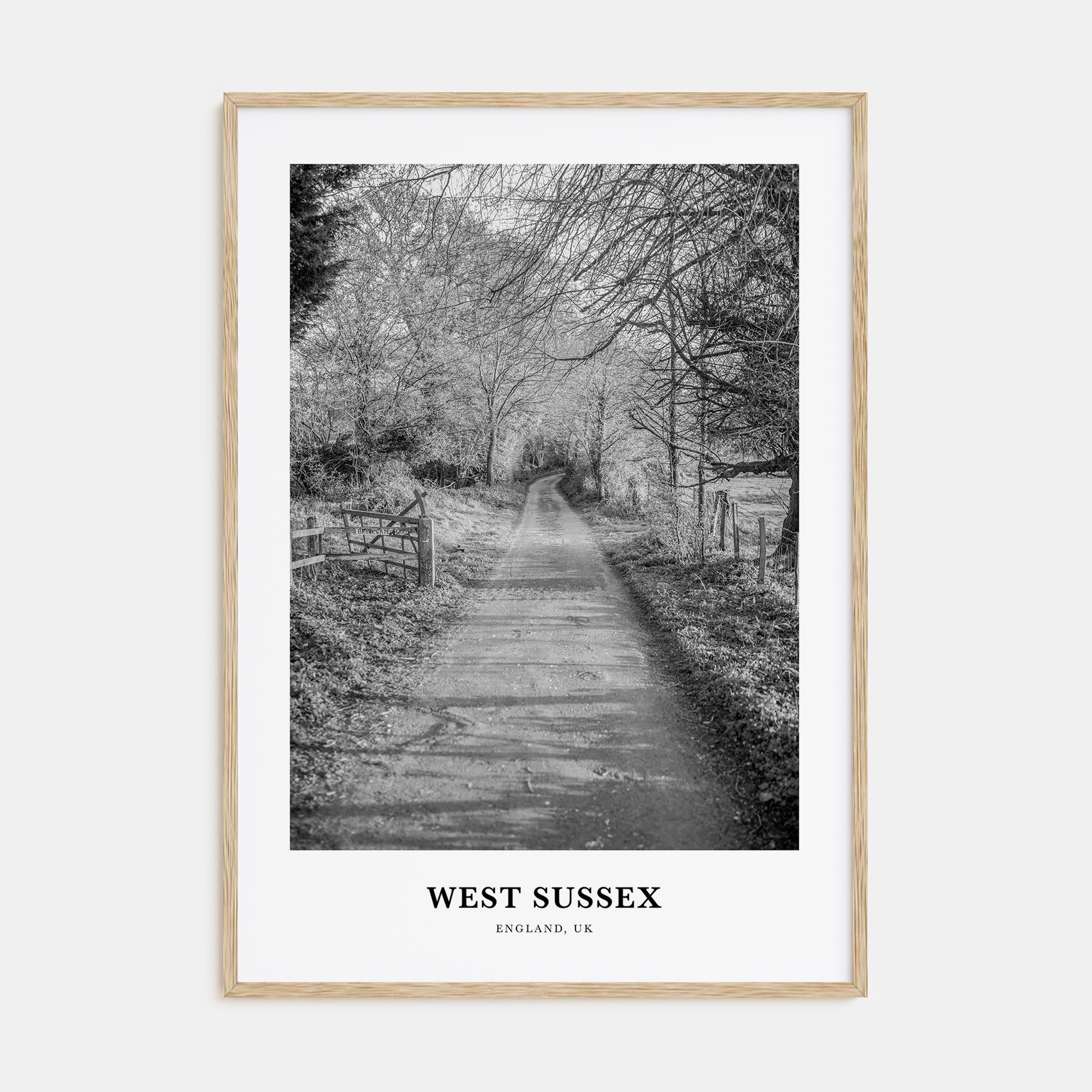 West Sussex Portrait B&W Poster