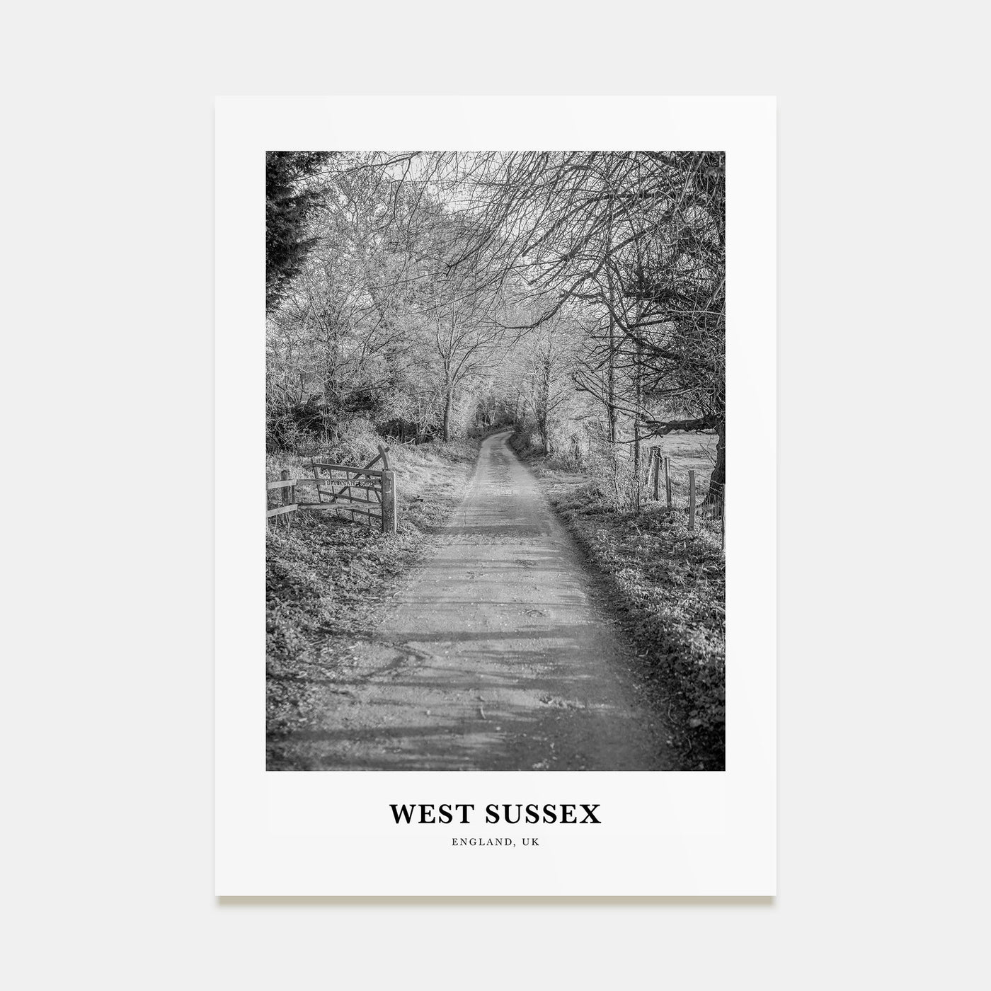West Sussex Portrait B&W Poster