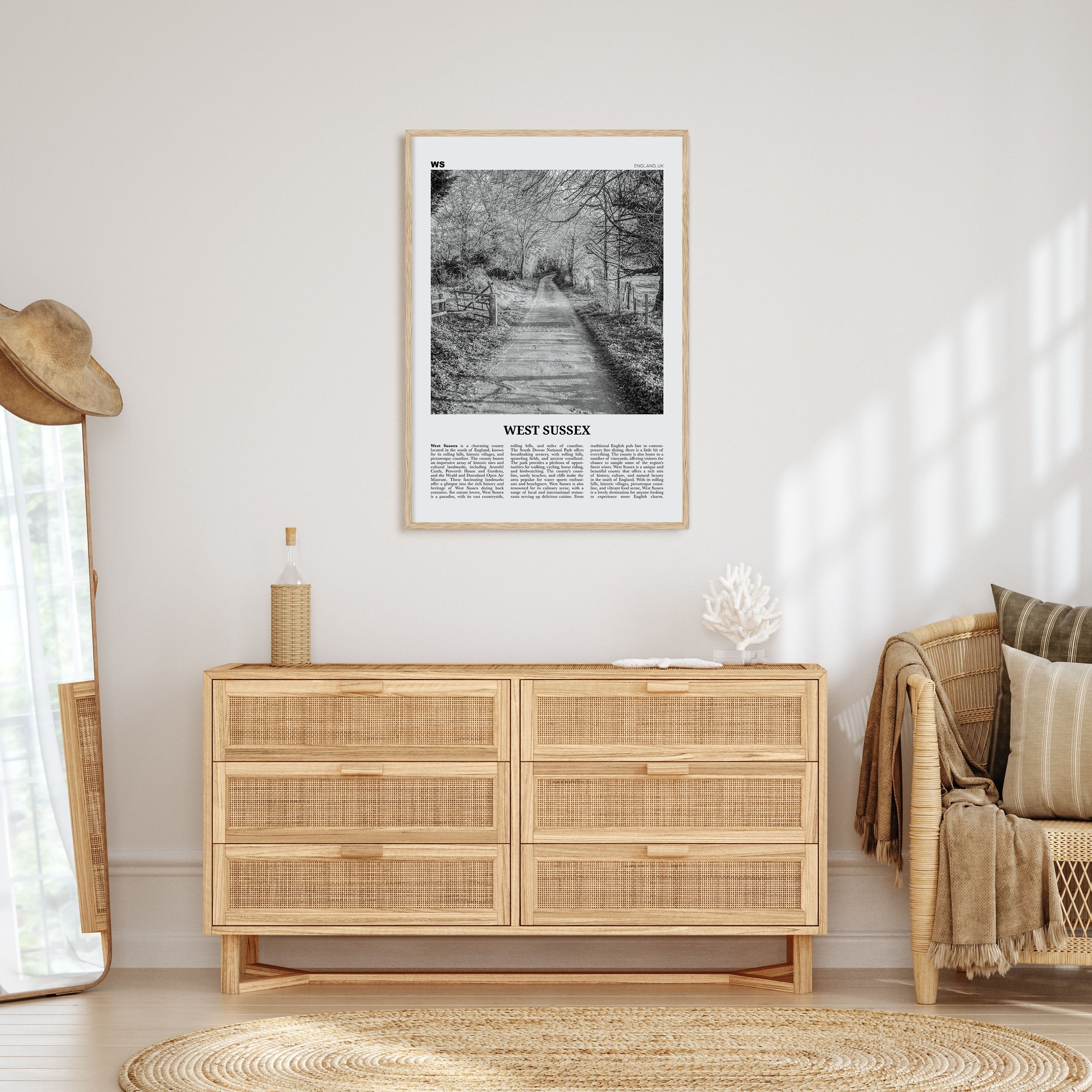 West Sussex Travel B&W Poster