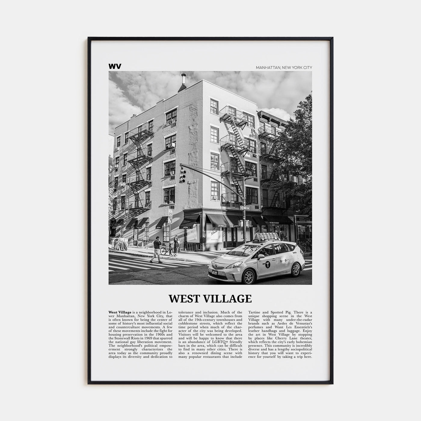 West Village Travel B&W Poster