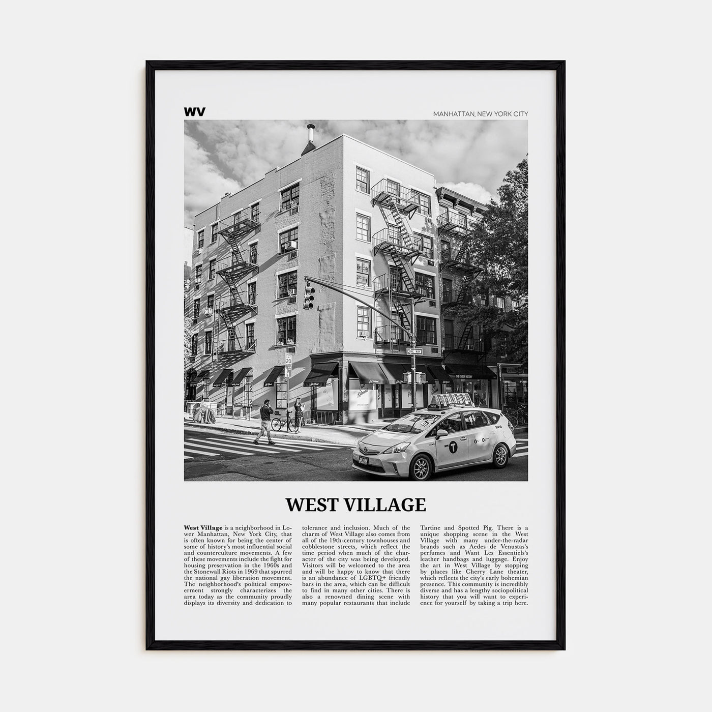 West Village Travel B&W Poster
