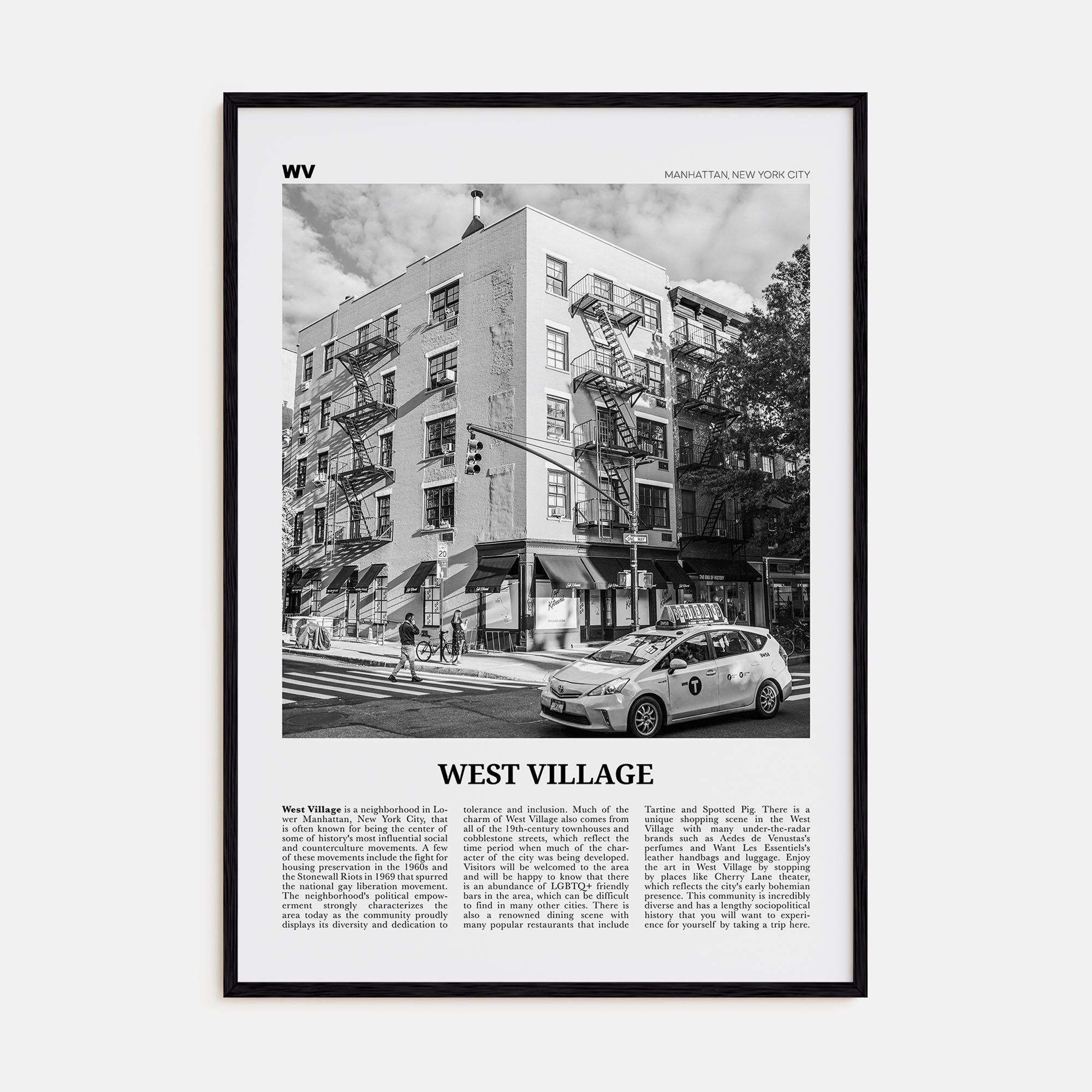 West Village Travel B&W Poster
