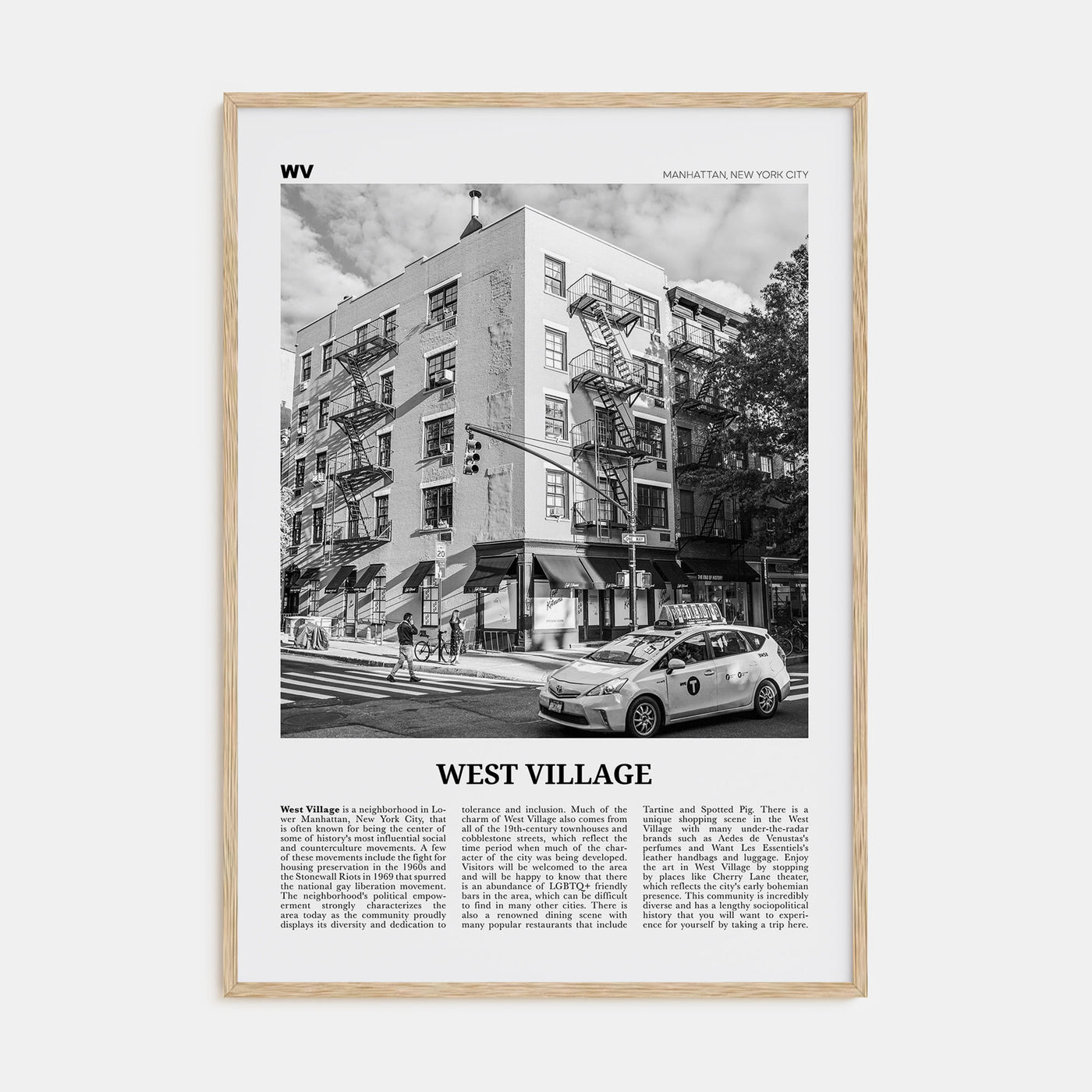 West Village Travel B&W Poster