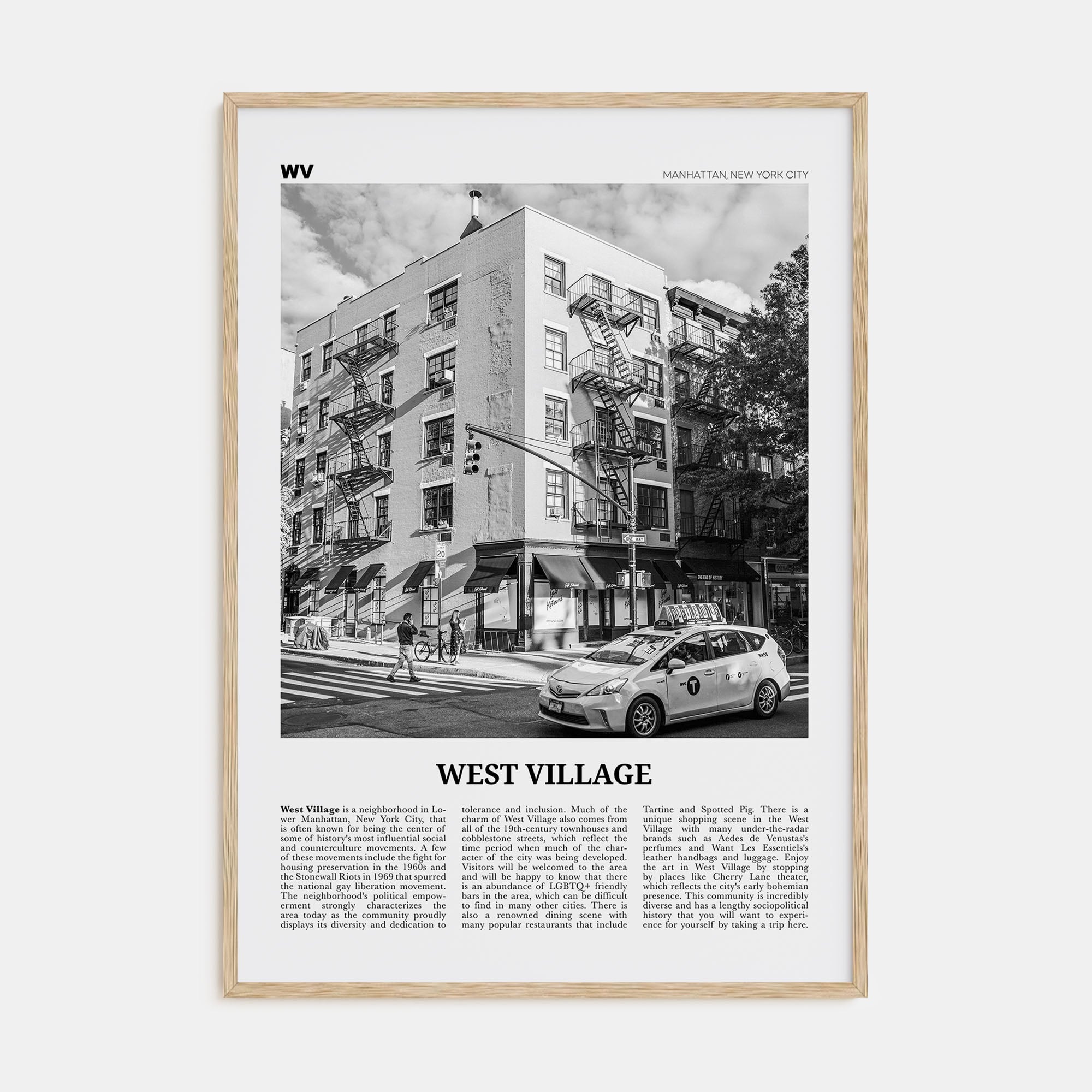 West Village Travel B&W Poster