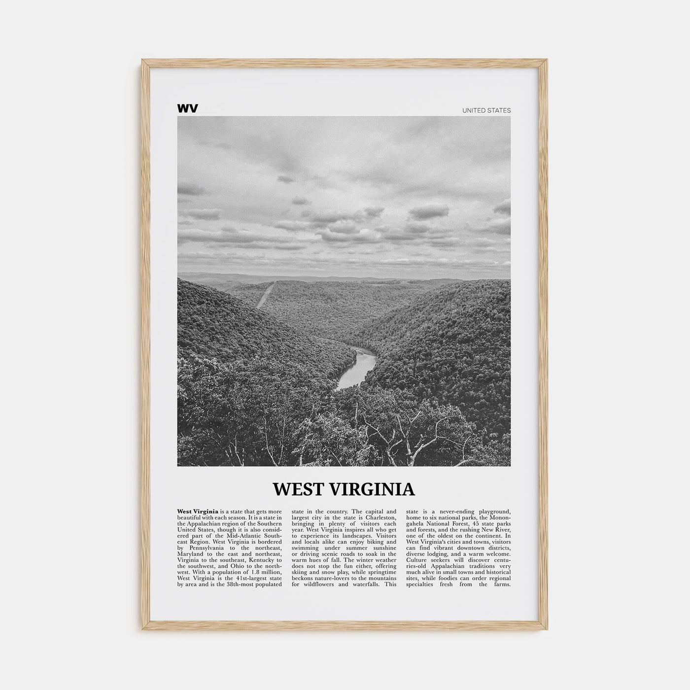 West Virginia Travel B&W No 1 Poster