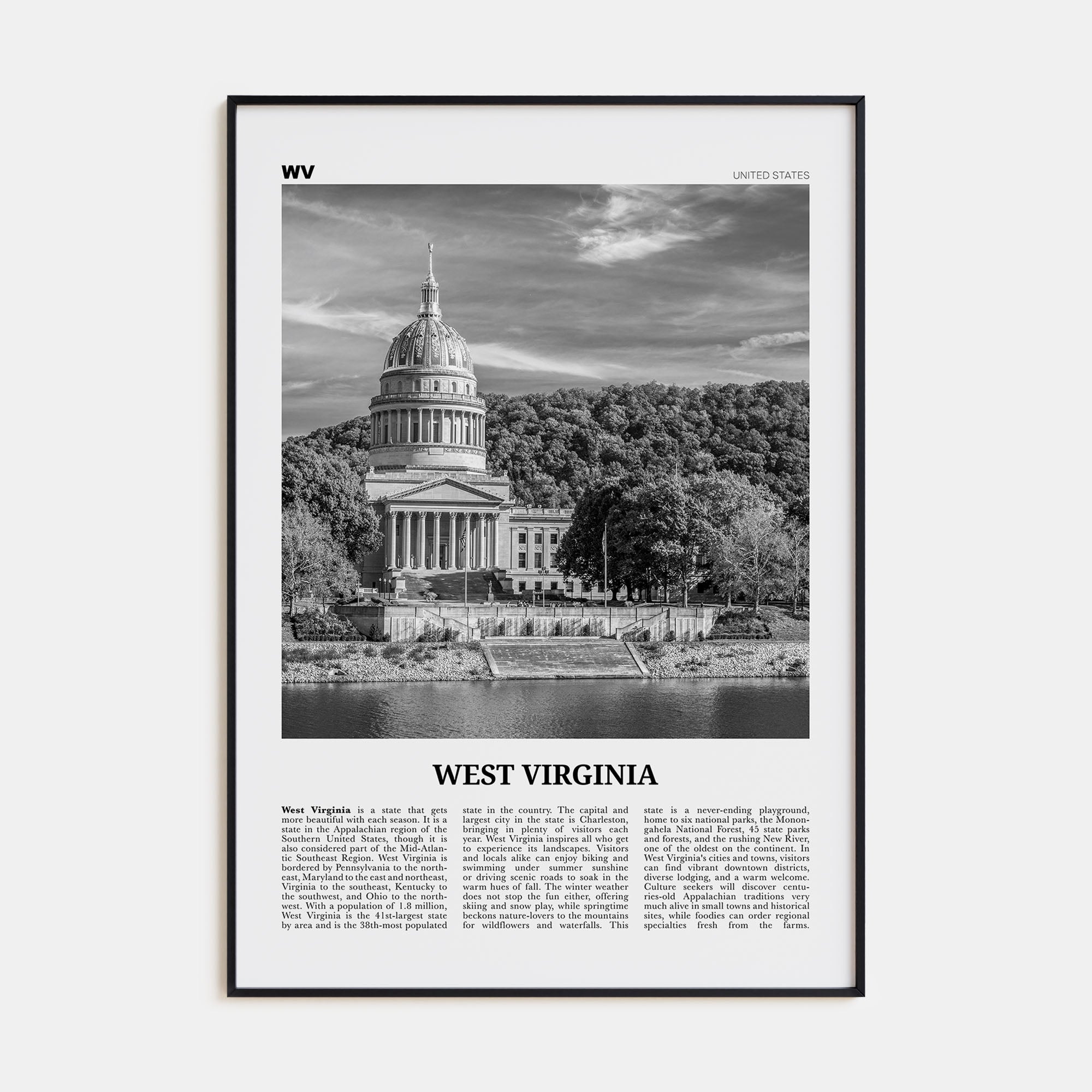West Virginia Travel B&W No 2 Poster