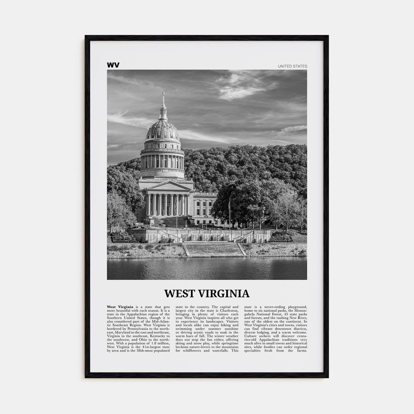 West Virginia Travel B&W No 2 Poster