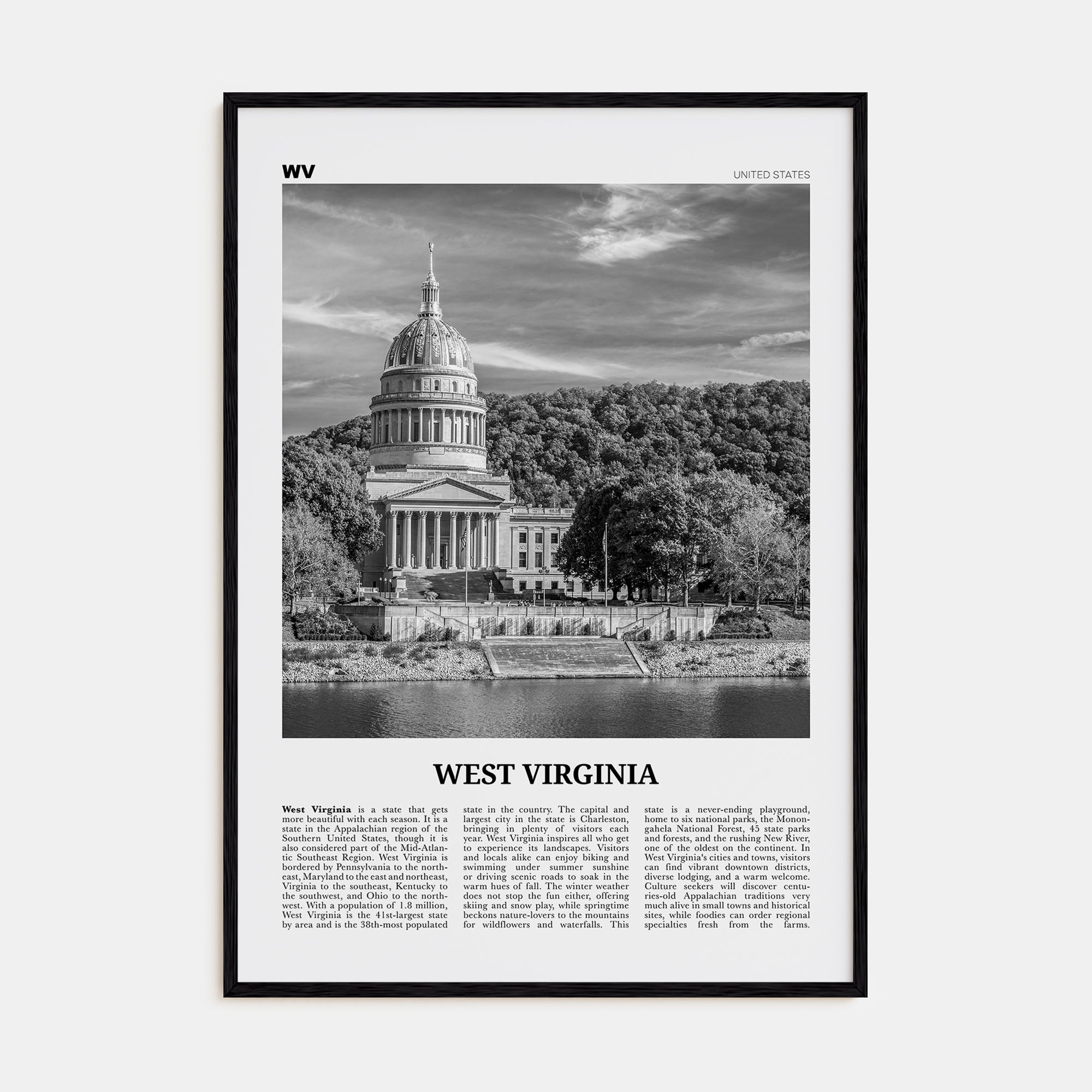 West Virginia Travel B&W No 2 Poster