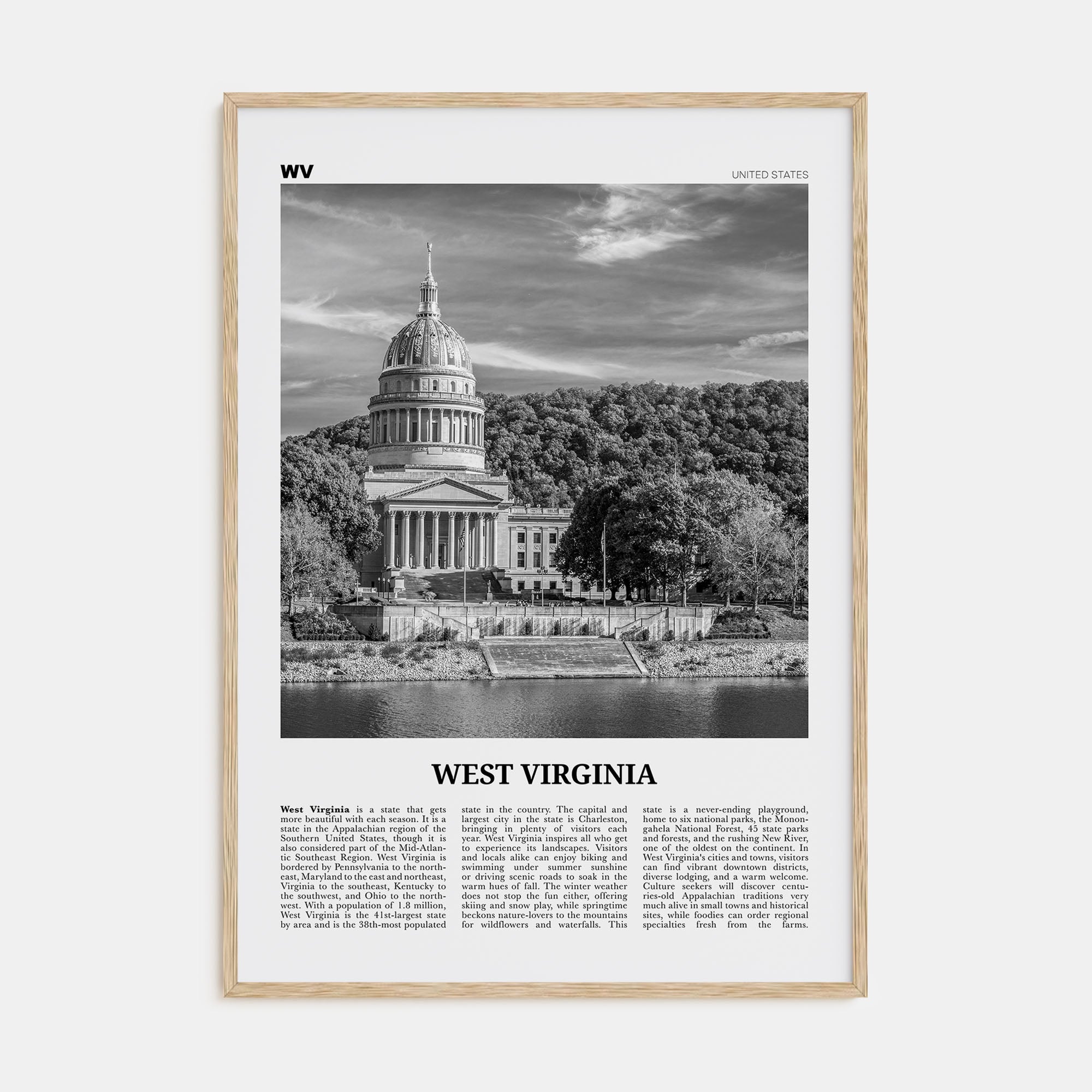 West Virginia Travel B&W No 2 Poster