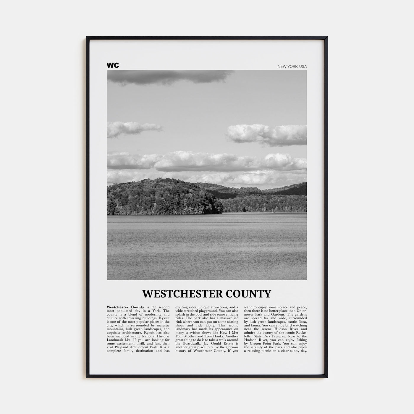 Westchester County Travel B&W Poster