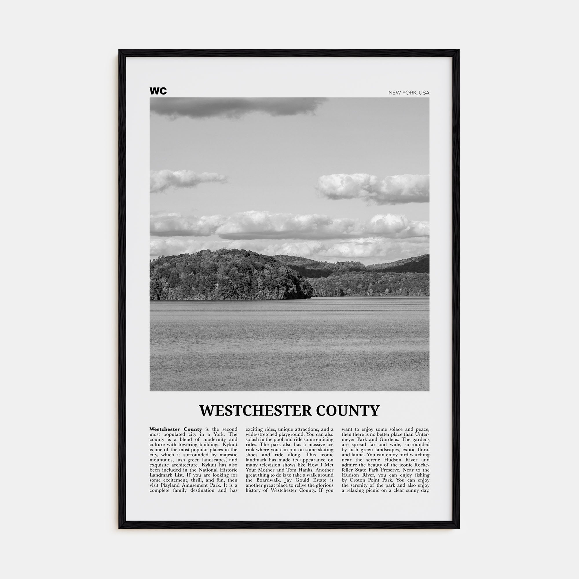 Westchester County Travel B&W Poster