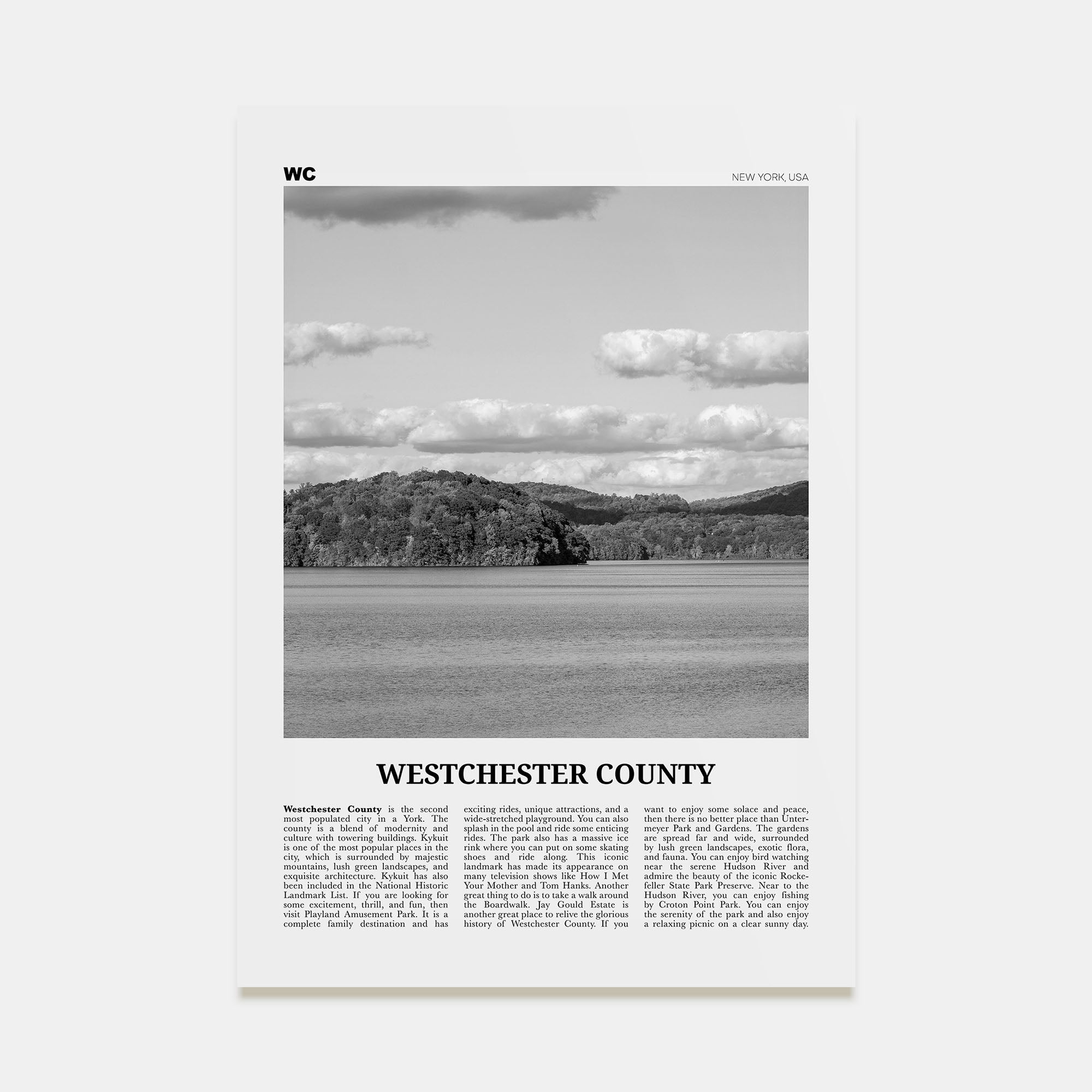 Westchester County Travel B&W Poster