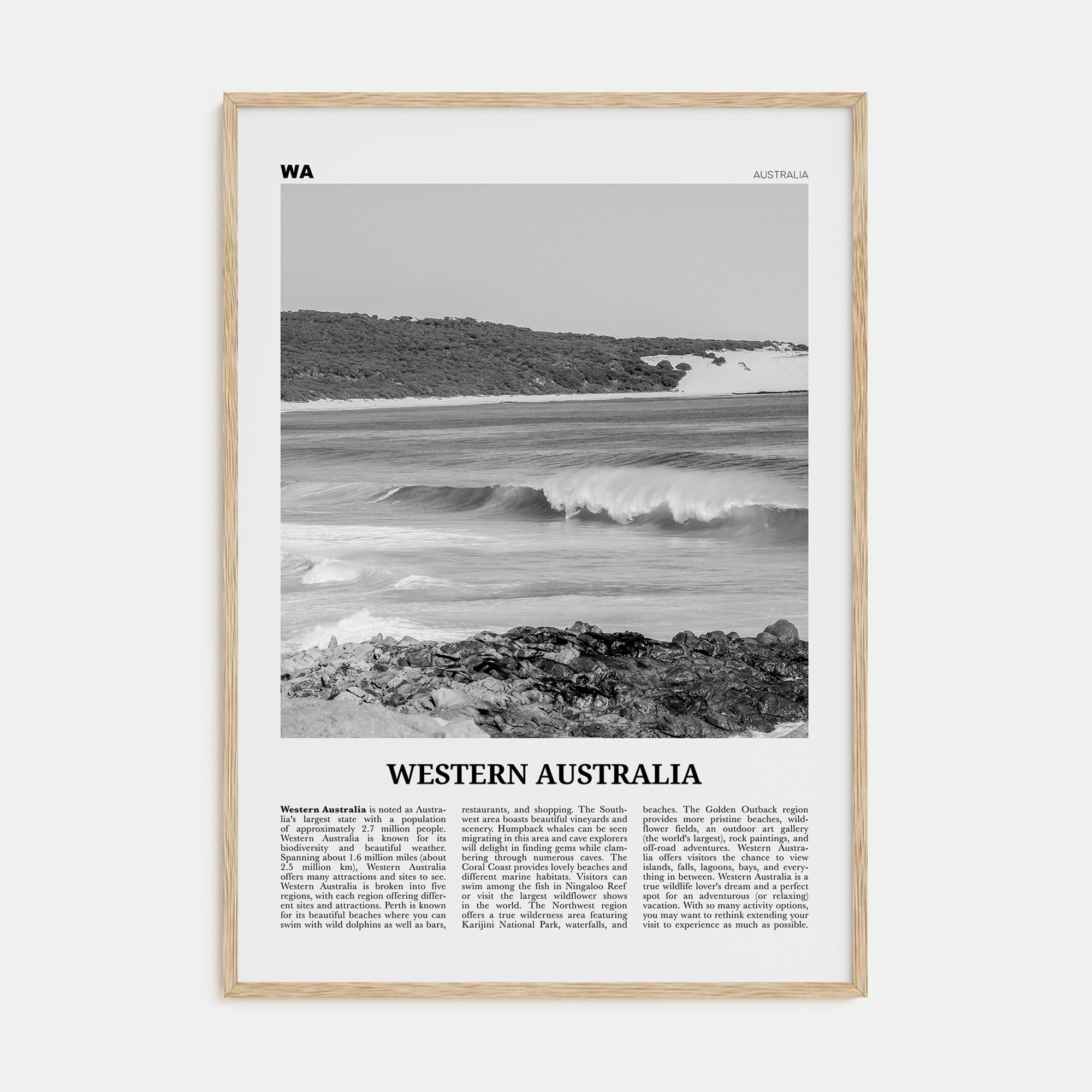 Western Australia Travel B&W Poster