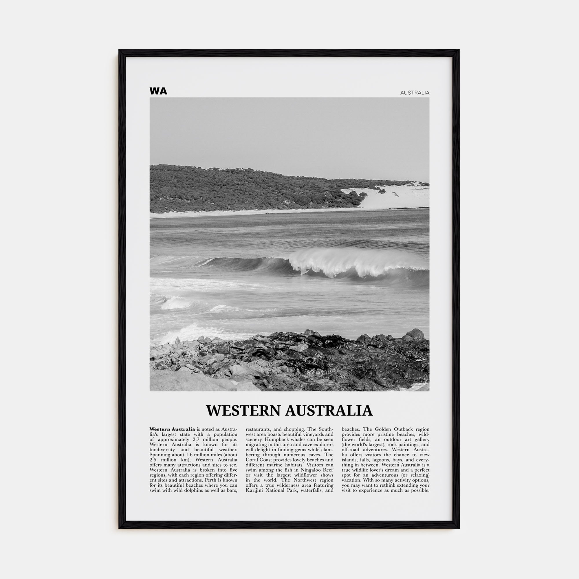 Western Australia Travel B&W Poster