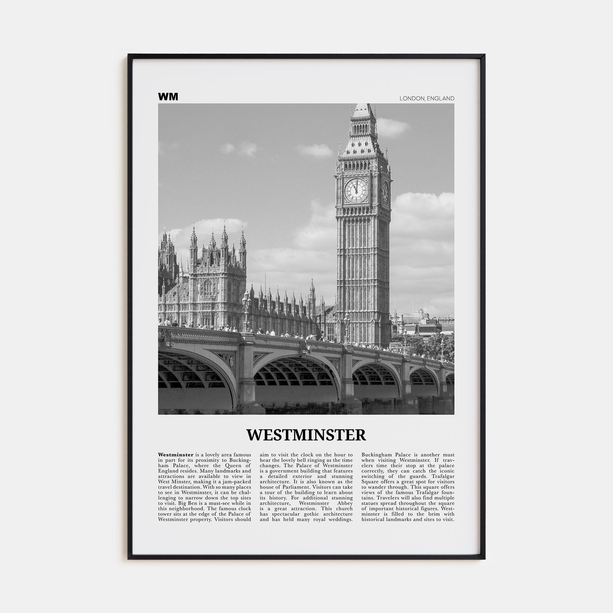 Westminster Travel B&W Poster