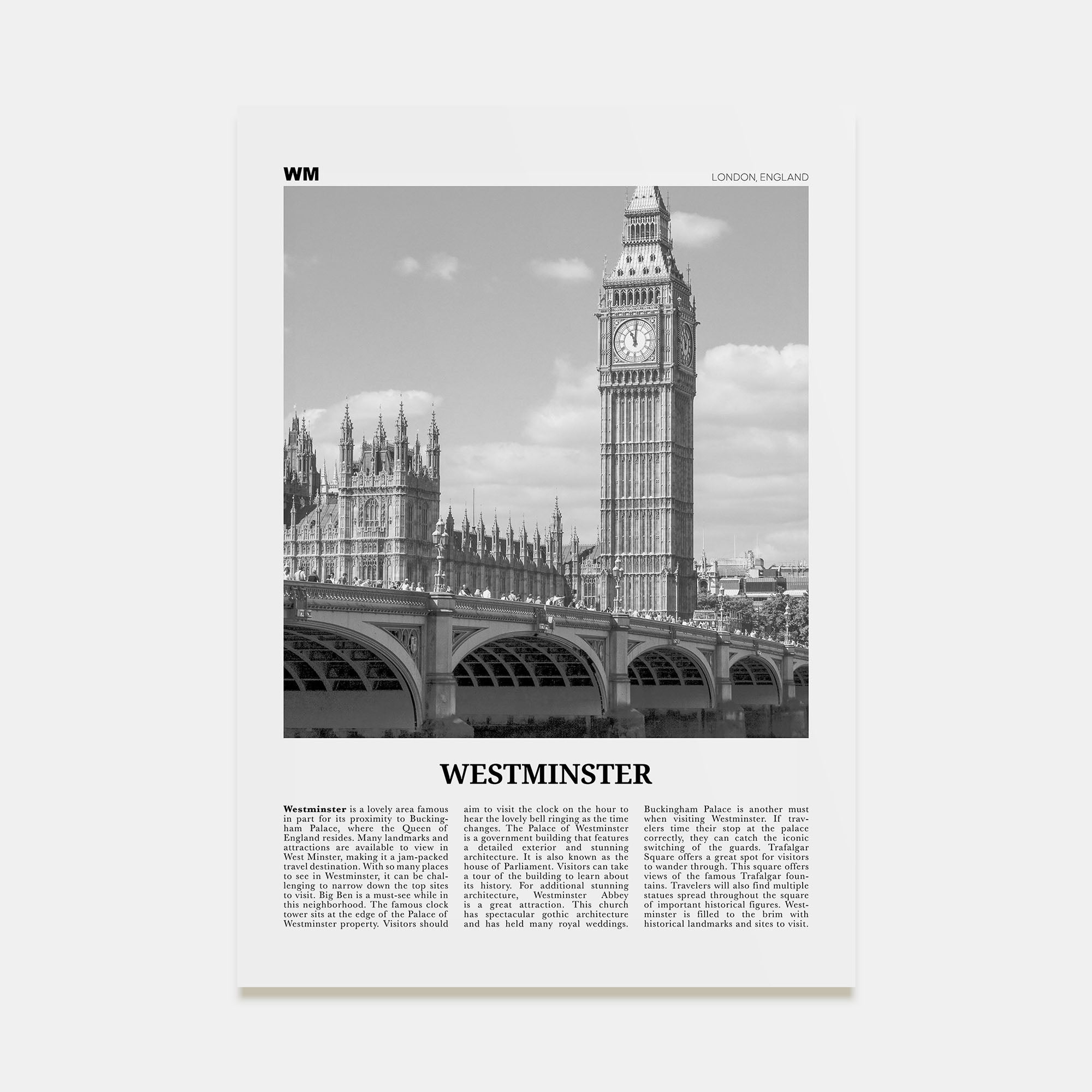 Westminster Travel B&W Poster