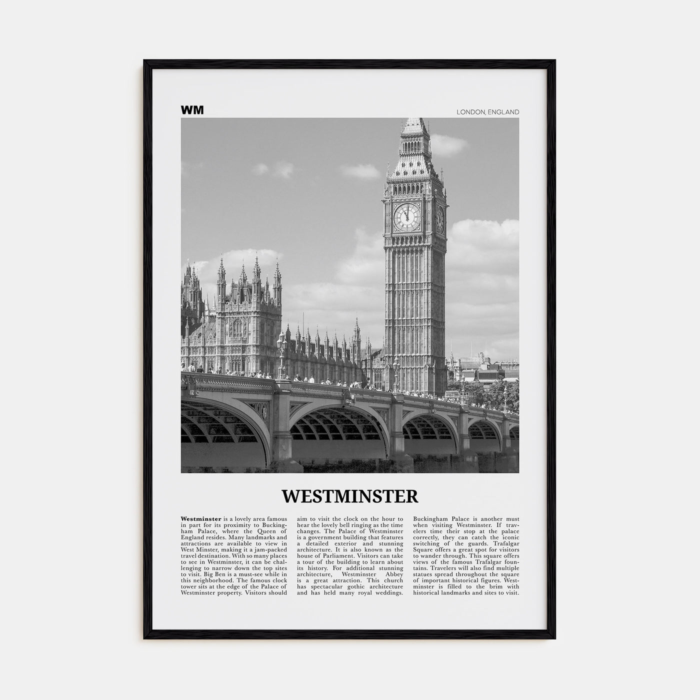 Westminster Travel B&W Poster