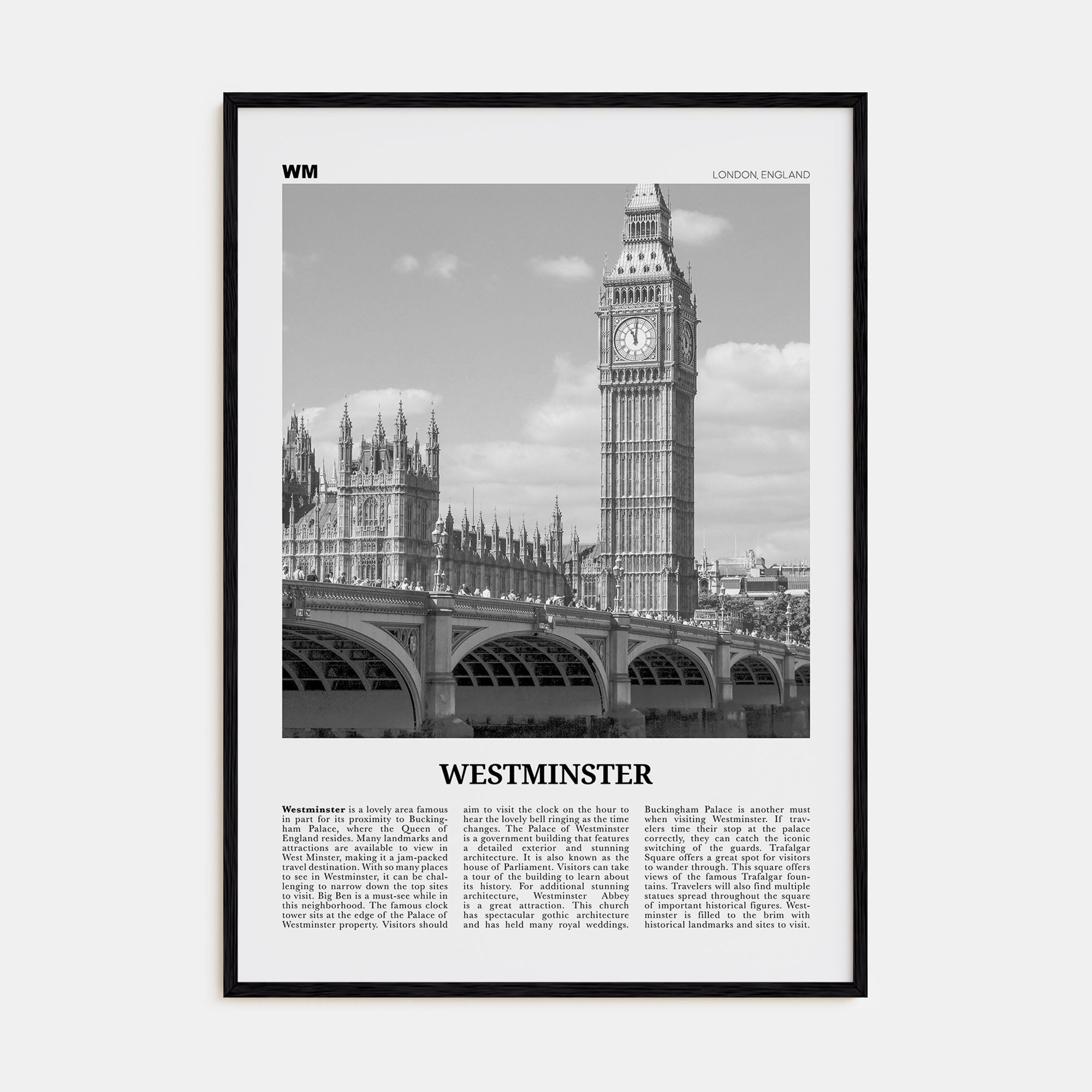 Westminster Travel B&W Poster