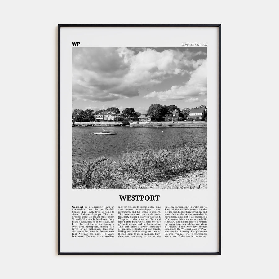 Westport, Connecticut Travel B&W Poster