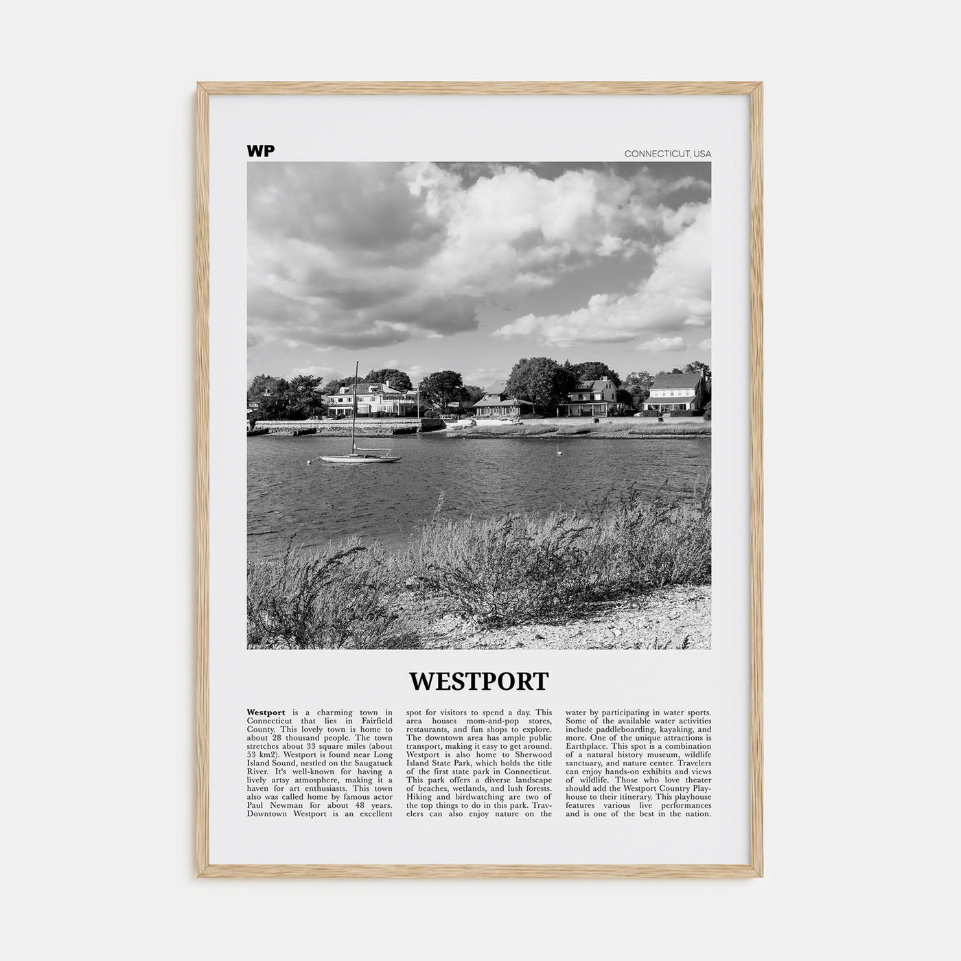 Westport, Connecticut Travel B&W Poster
