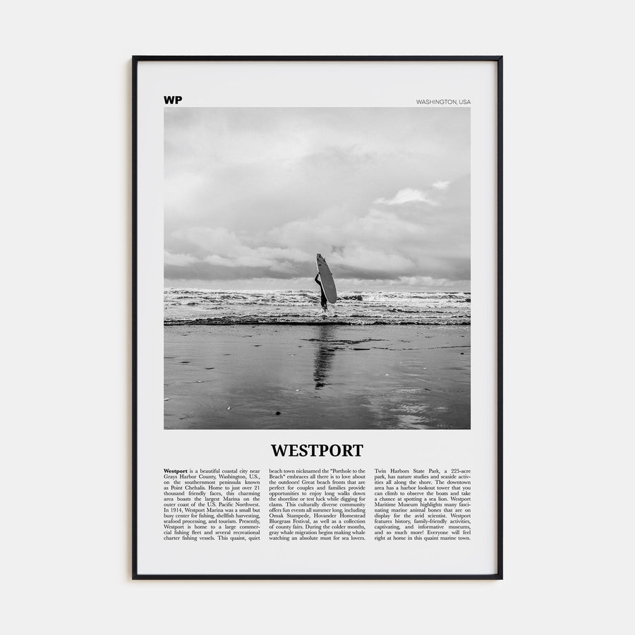 Westport, Washington Travel B&W Poster