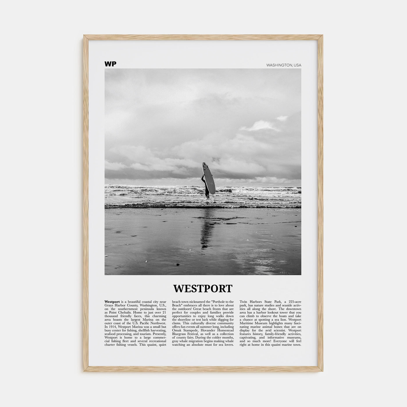 Westport, Washington Travel B&W Poster