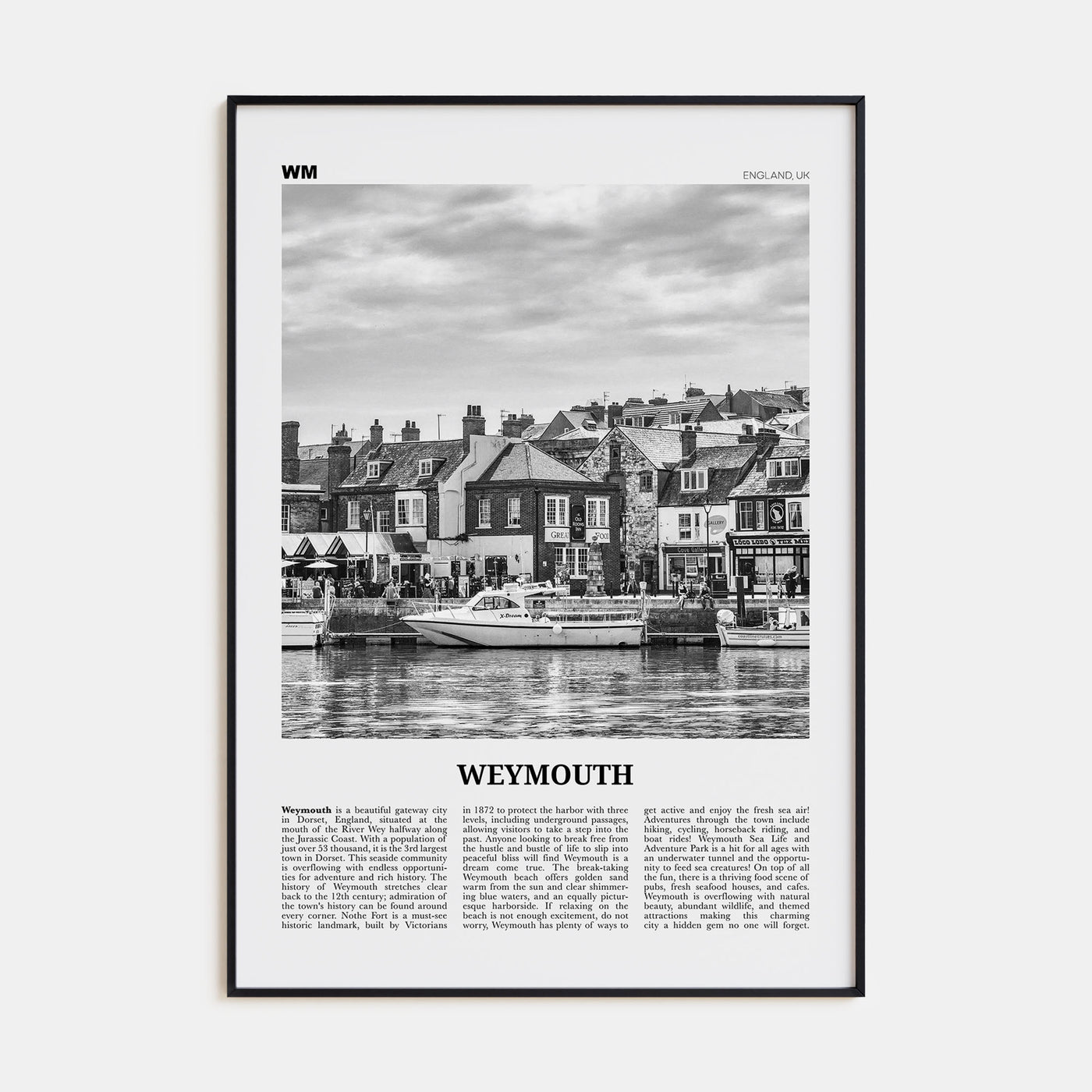 Weymouth Travel B&W Poster