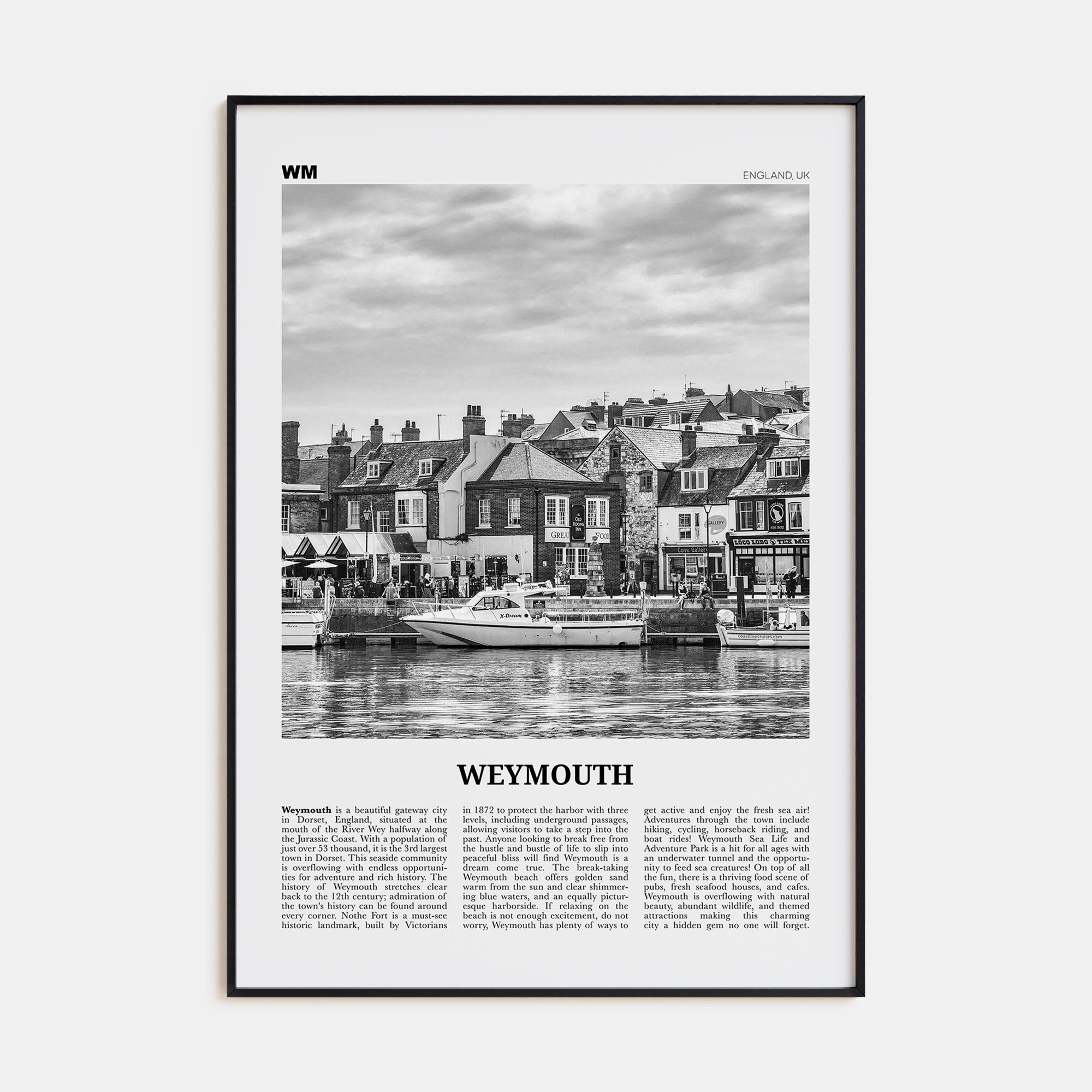 Weymouth Travel B&W Poster