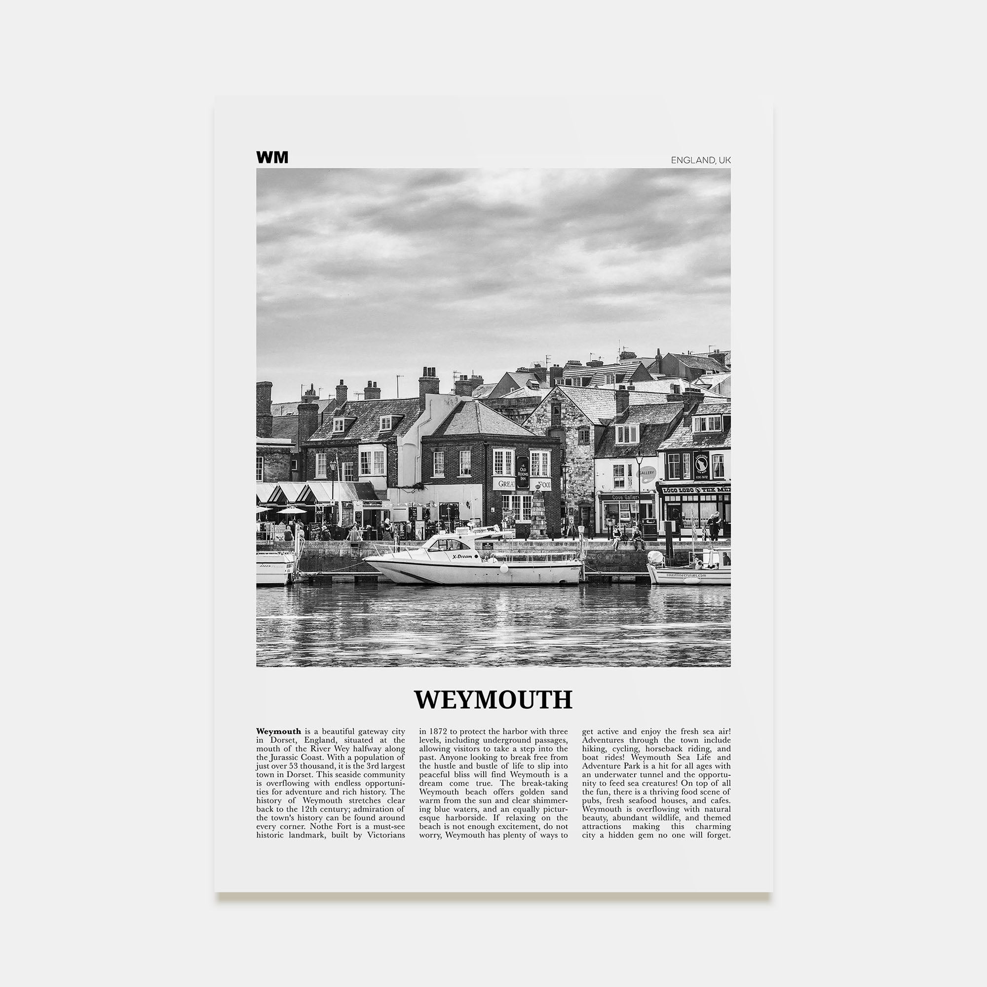 Weymouth Travel B&W Poster