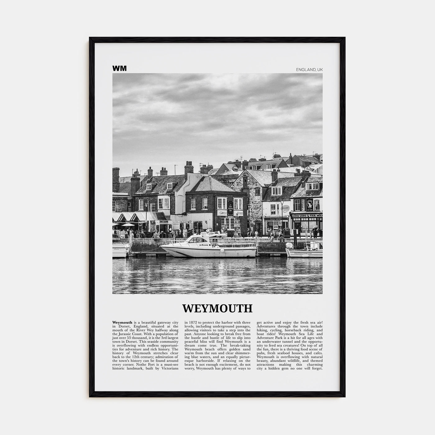 Weymouth Travel B&W Poster