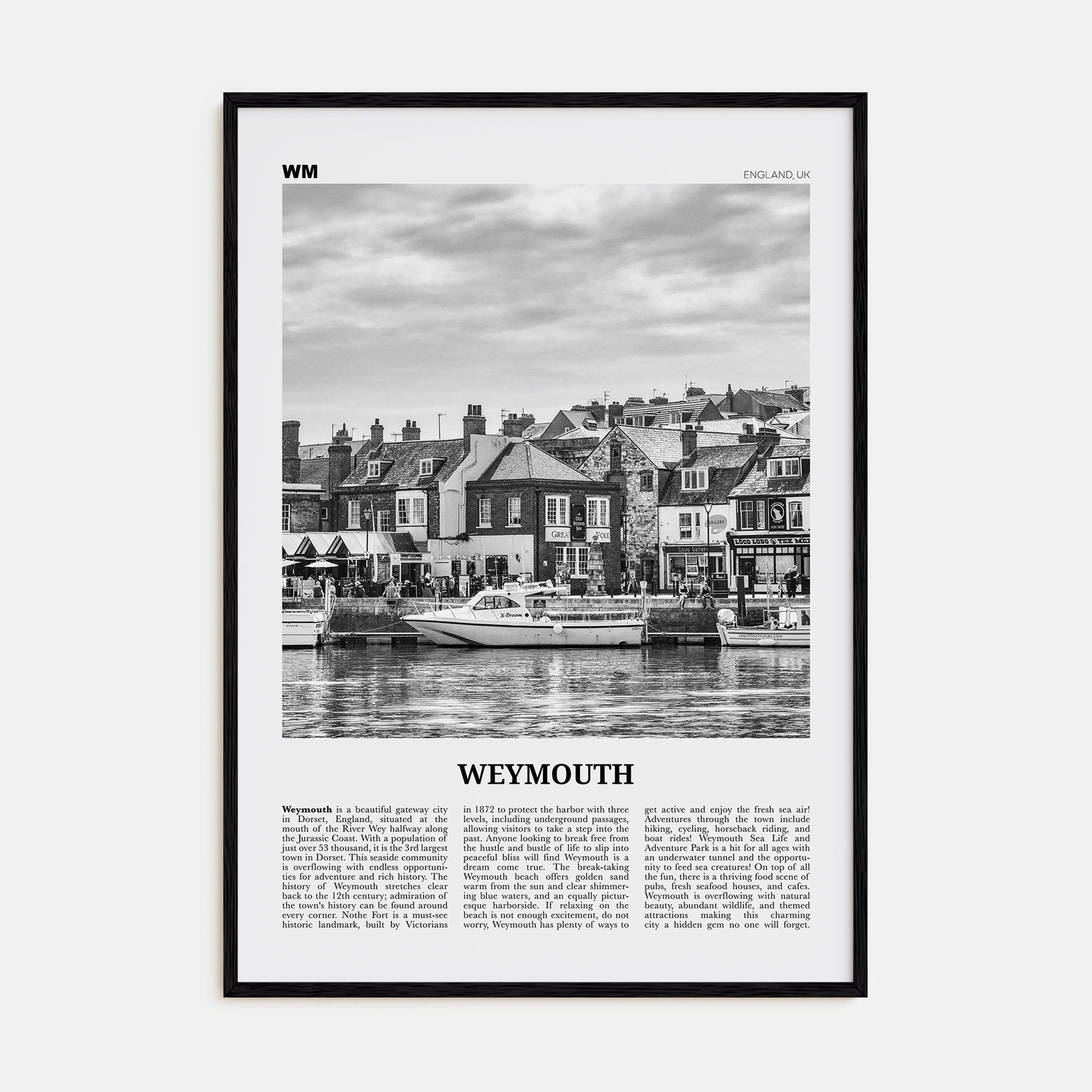 Weymouth Travel B&W Poster