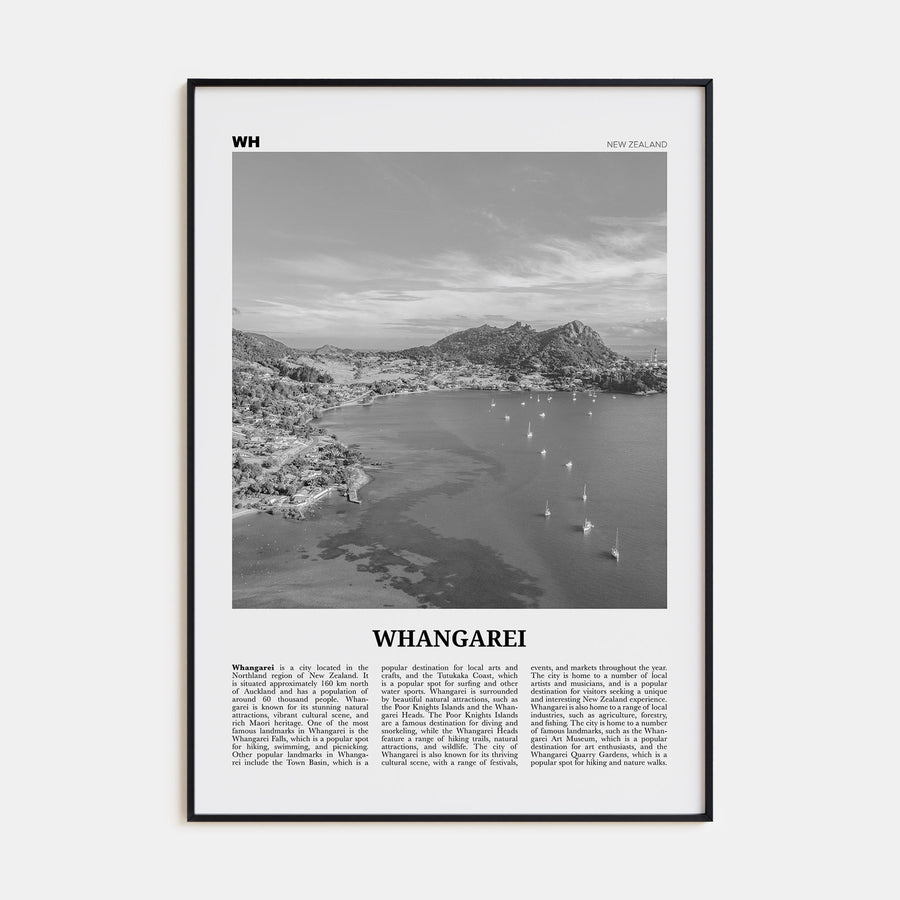 Whangarei Travel B&W Poster
