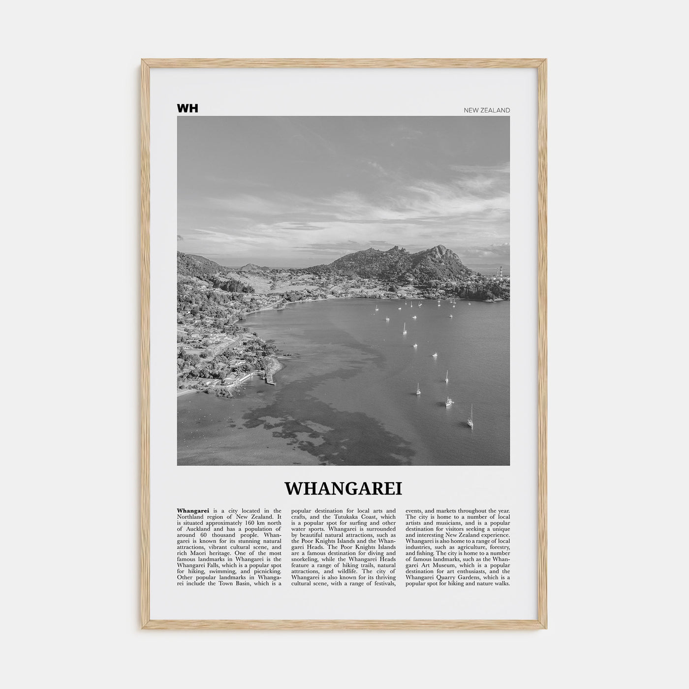 Whangarei Travel B&W Poster