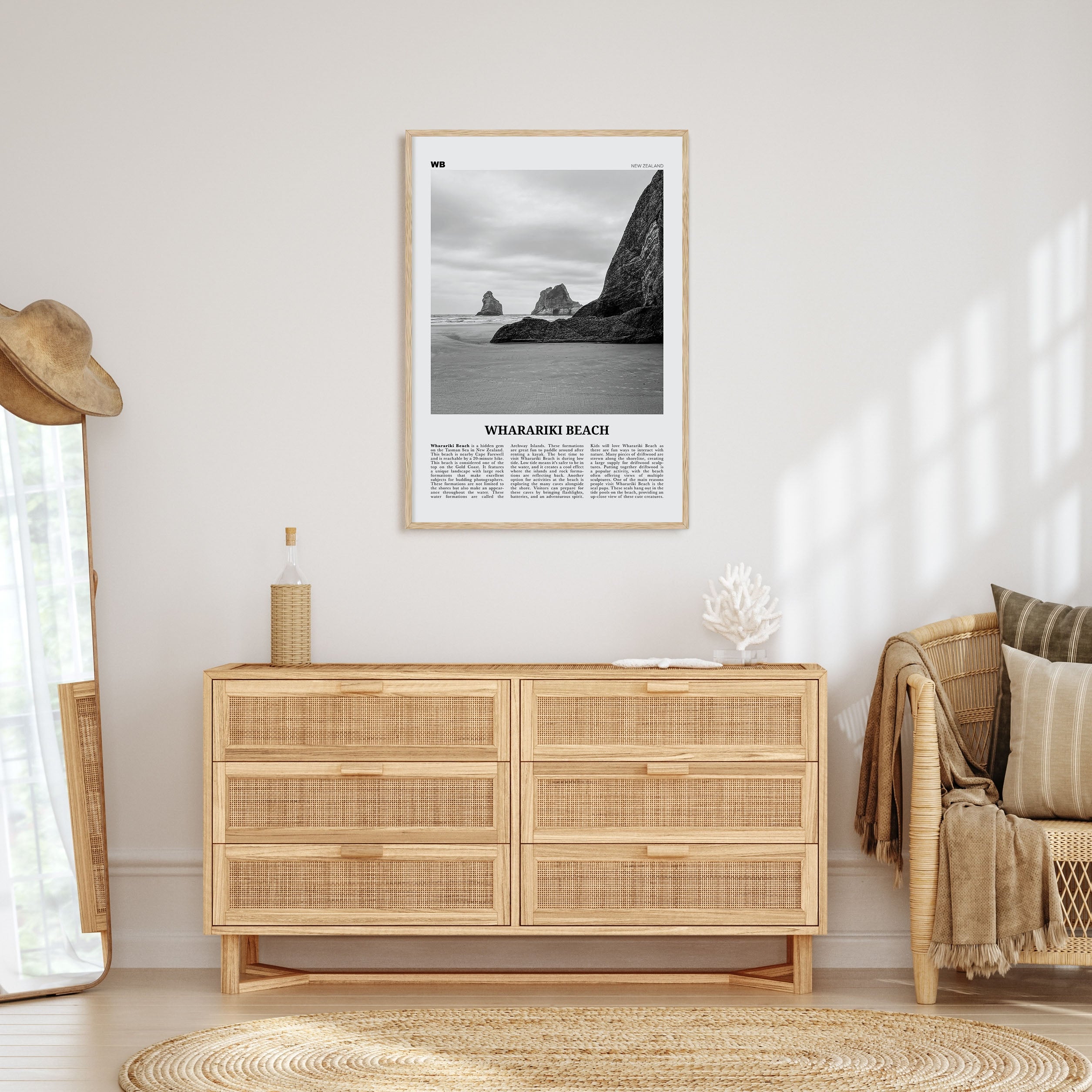 Wharariki Beach Travel B&W Poster