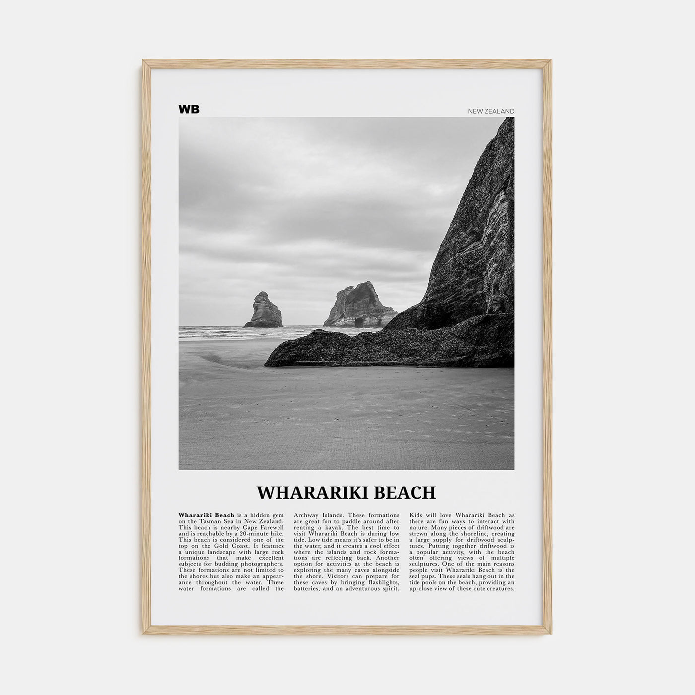 Wharariki Beach Travel B&W Poster