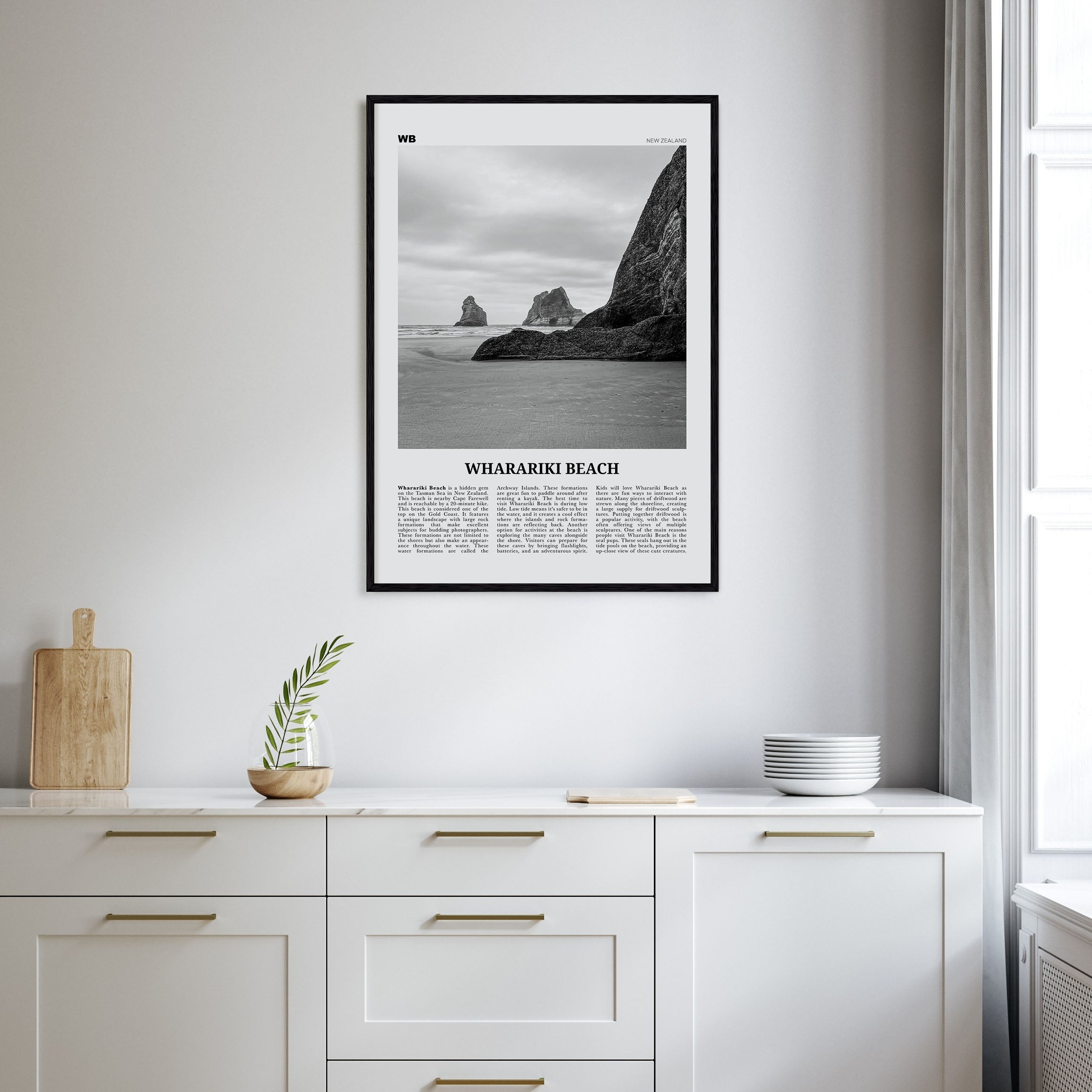 Wharariki Beach Travel B&W Poster