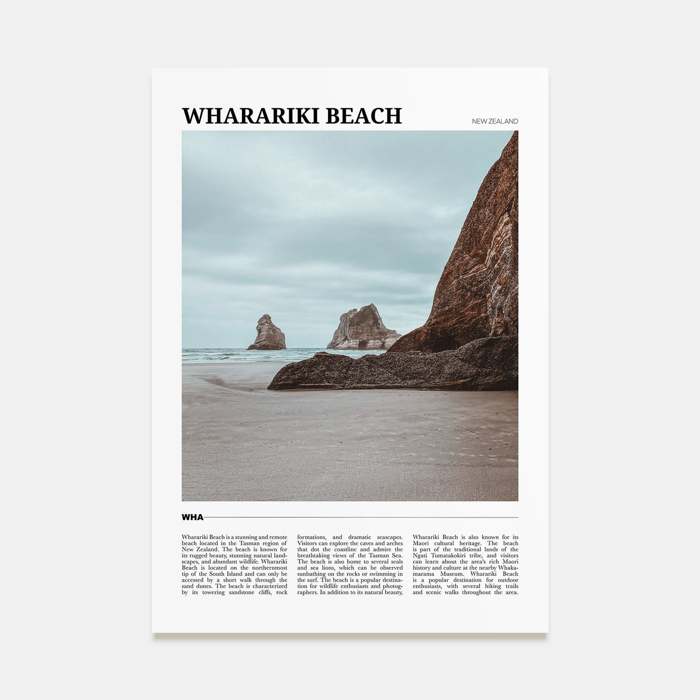 Wharariki Beach Travel Color Poster