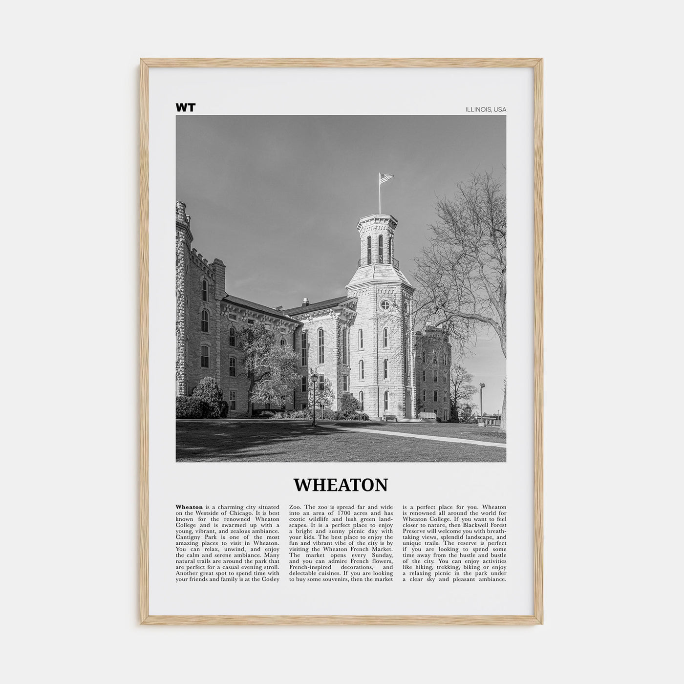Wheaton Travel B&W Poster