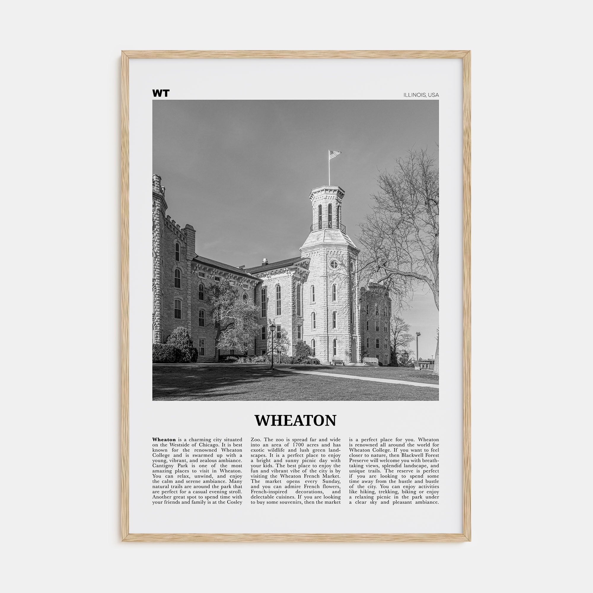 Wheaton Travel B&W Poster