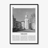 Wheaton Print Black and White, Wheaton Wall Art, Wheaton Poster, Wheaton Photo, Wheaton Map, Illinois, USA, United States