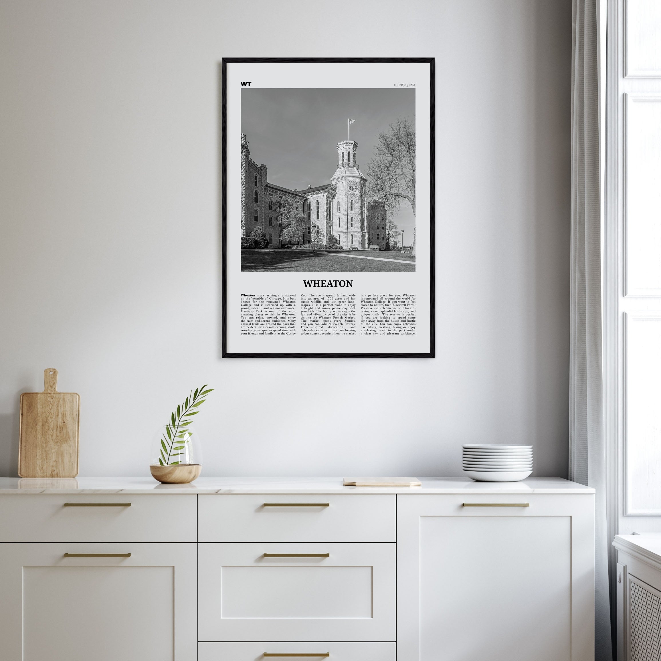 Wheaton Travel B&W Poster