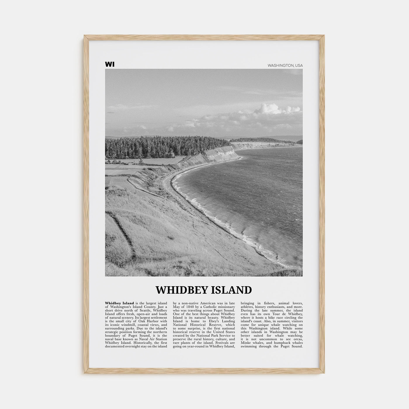 Whidbey Island Travel B&W Poster