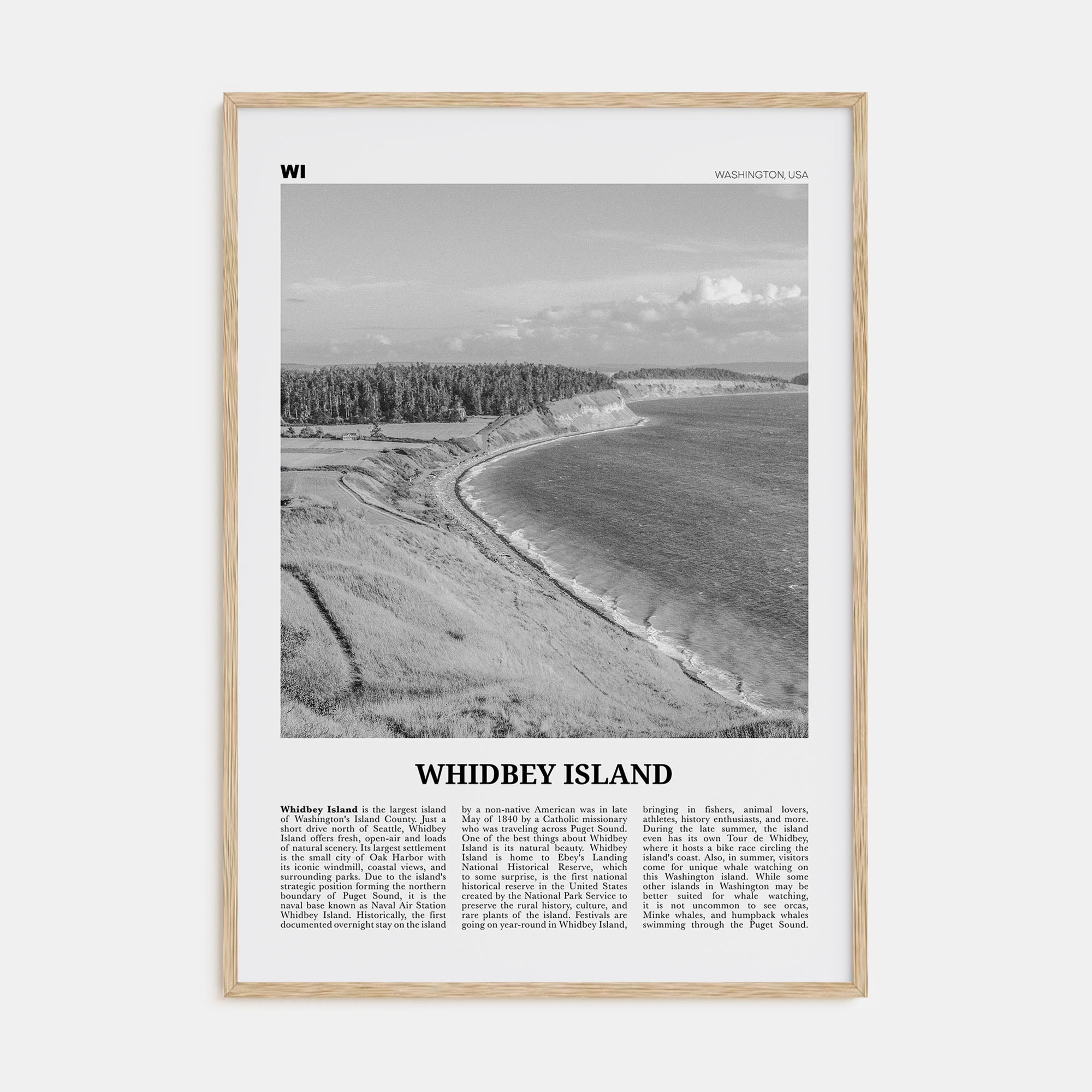 Whidbey Island Travel B&W Poster