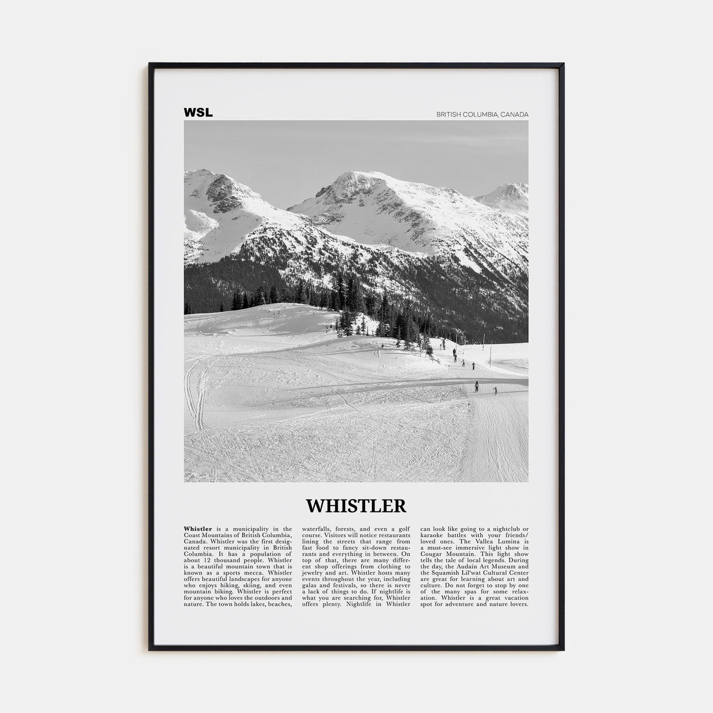 Whistler Travel B&W Poster