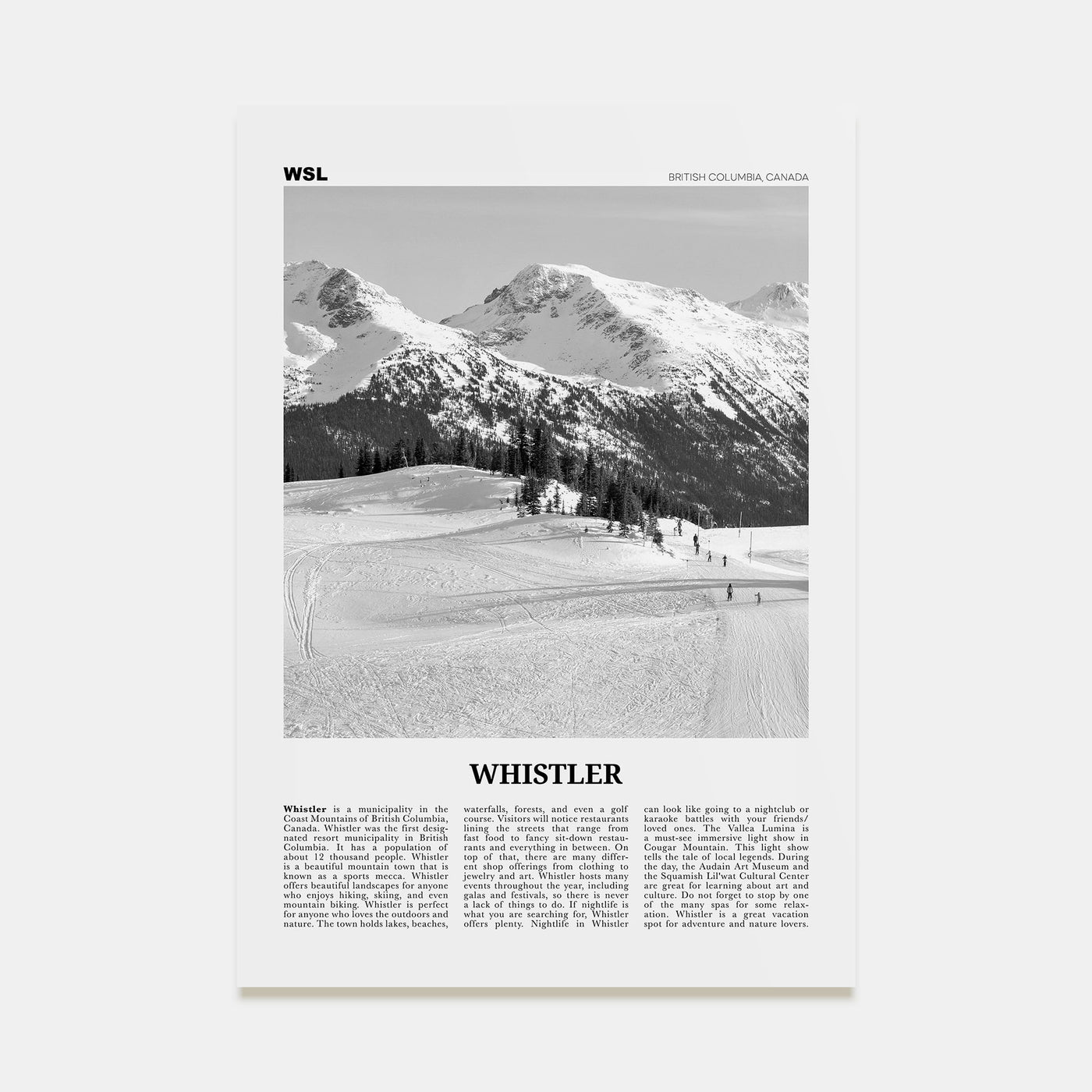 Whistler Travel B&W Poster